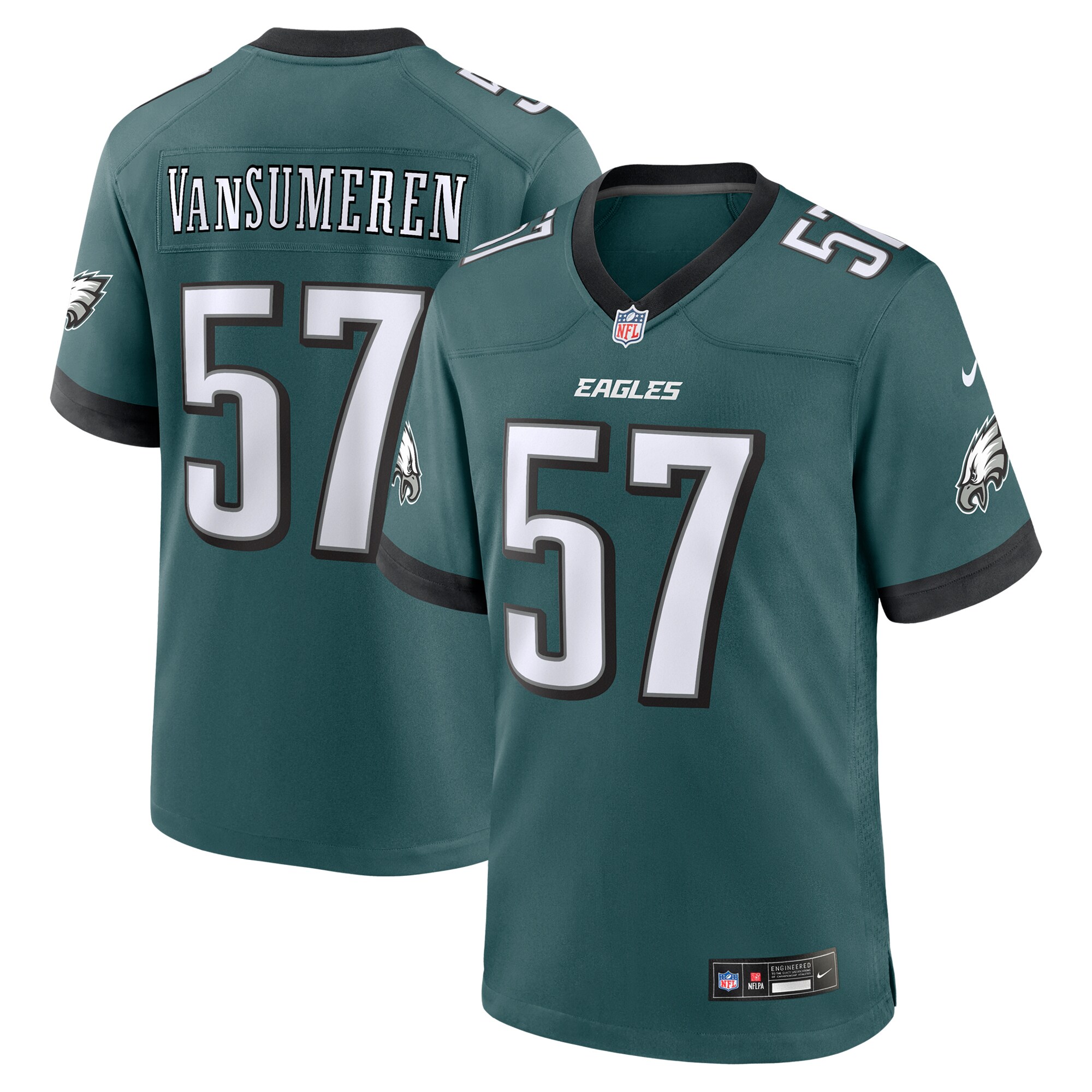 Men's Philadelphia Eagles Ben VanSumeren Midnight Green Team Game Jersey JS8891 Saliibo