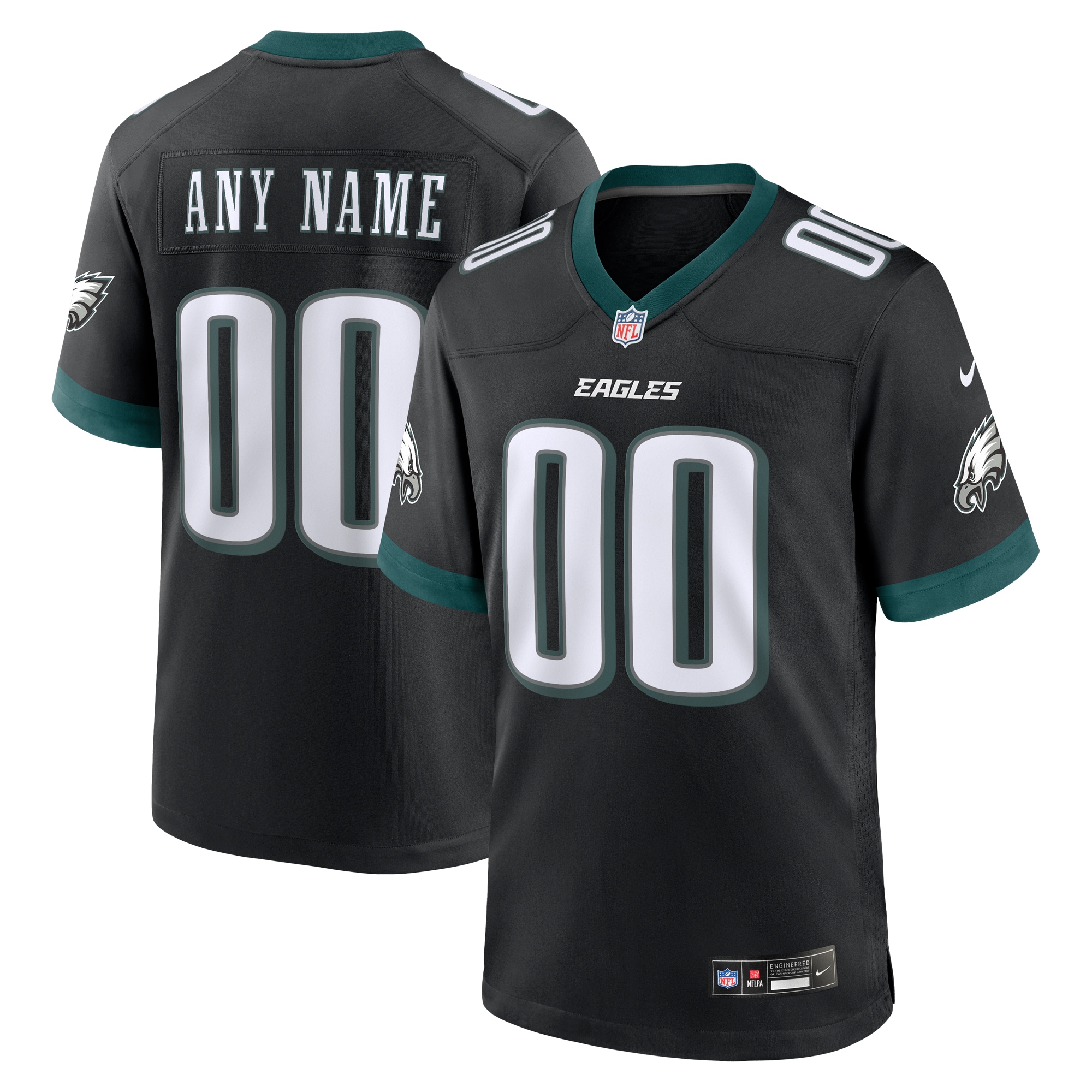 Men's Philadelphia Eagles Black Alternate Custom Game Jersey JS7744 Saliibo
