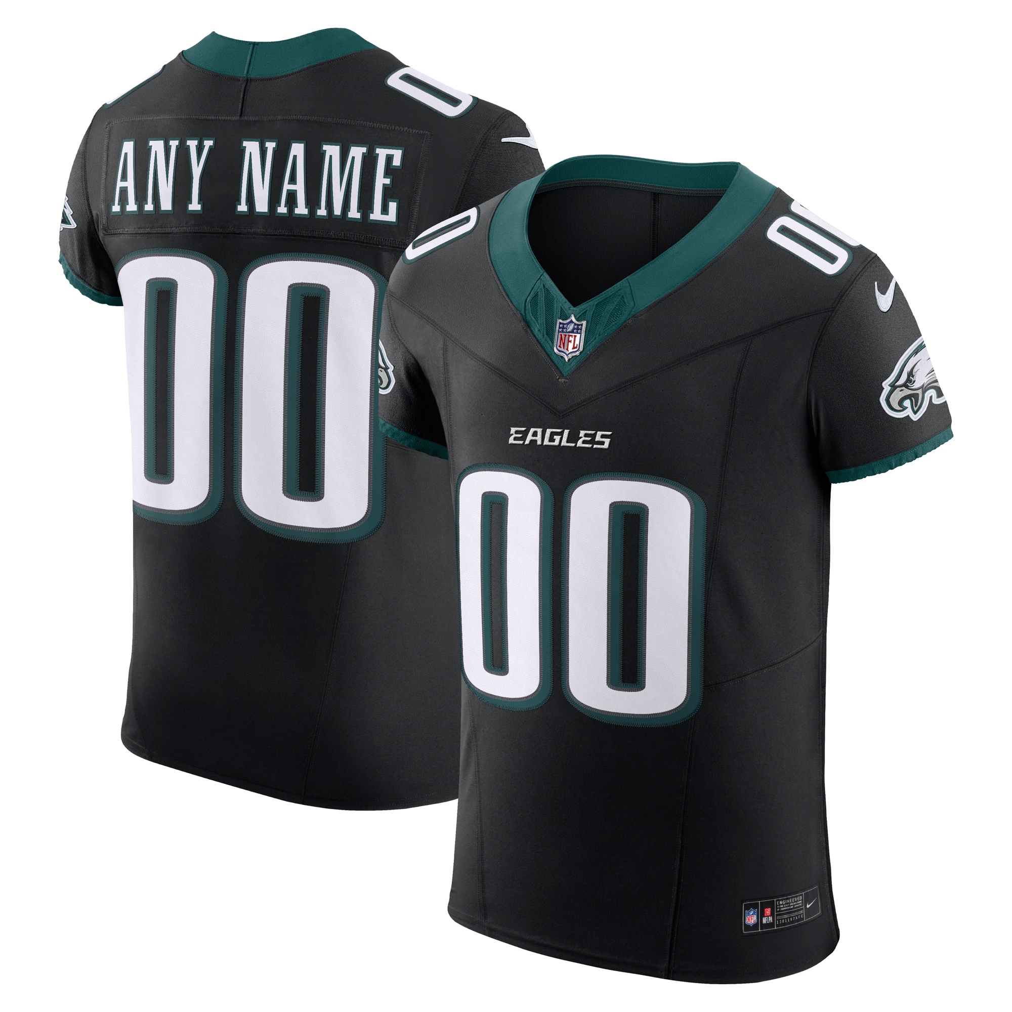 Men's Philadelphia Eagles Black Alternate Vapor F.U.S.E. Elite Custom Jersey JS2243 Saliibo