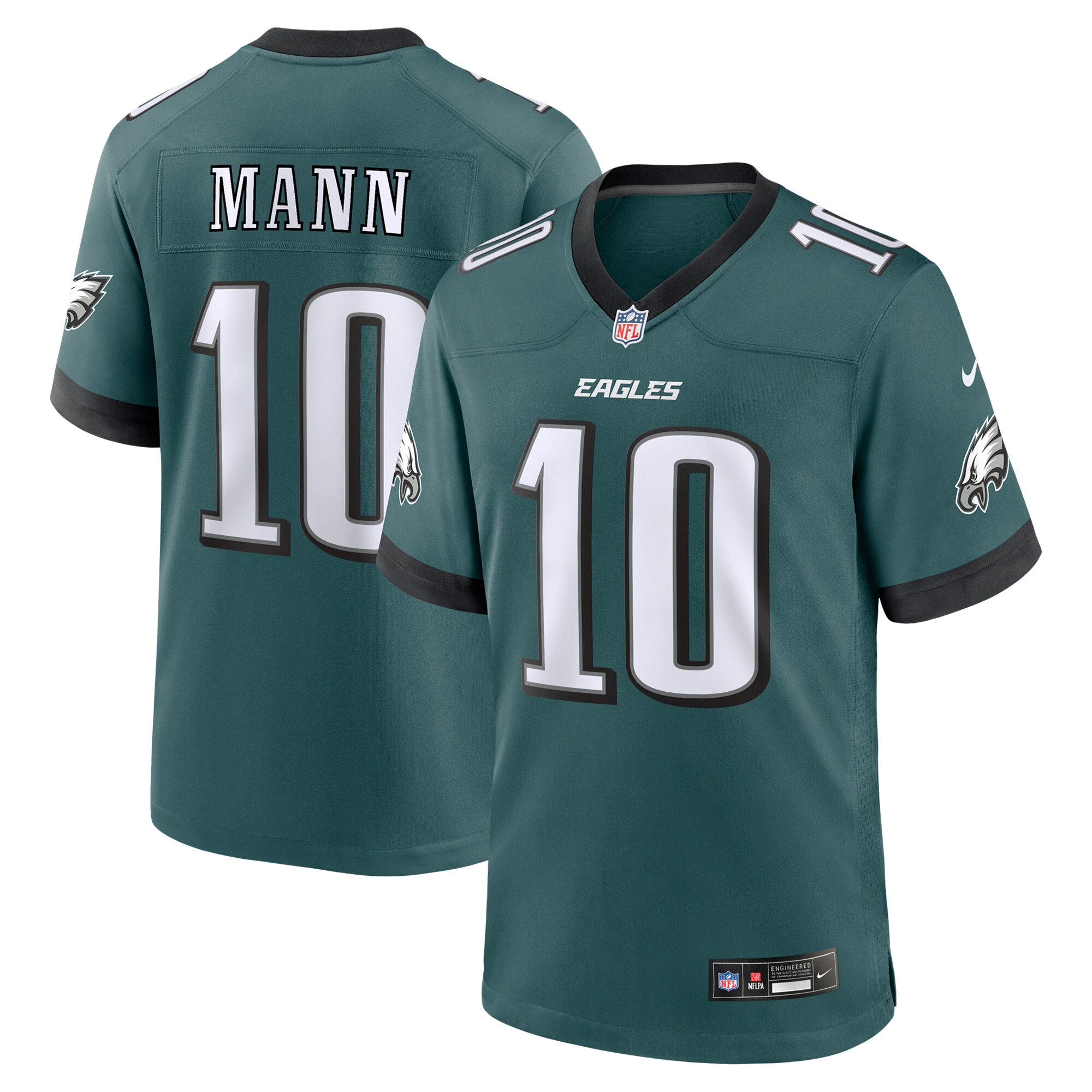 Men's Philadelphia Eagles Braden Mann Midnight Green Team Game Jersey JS2526 Saliibo