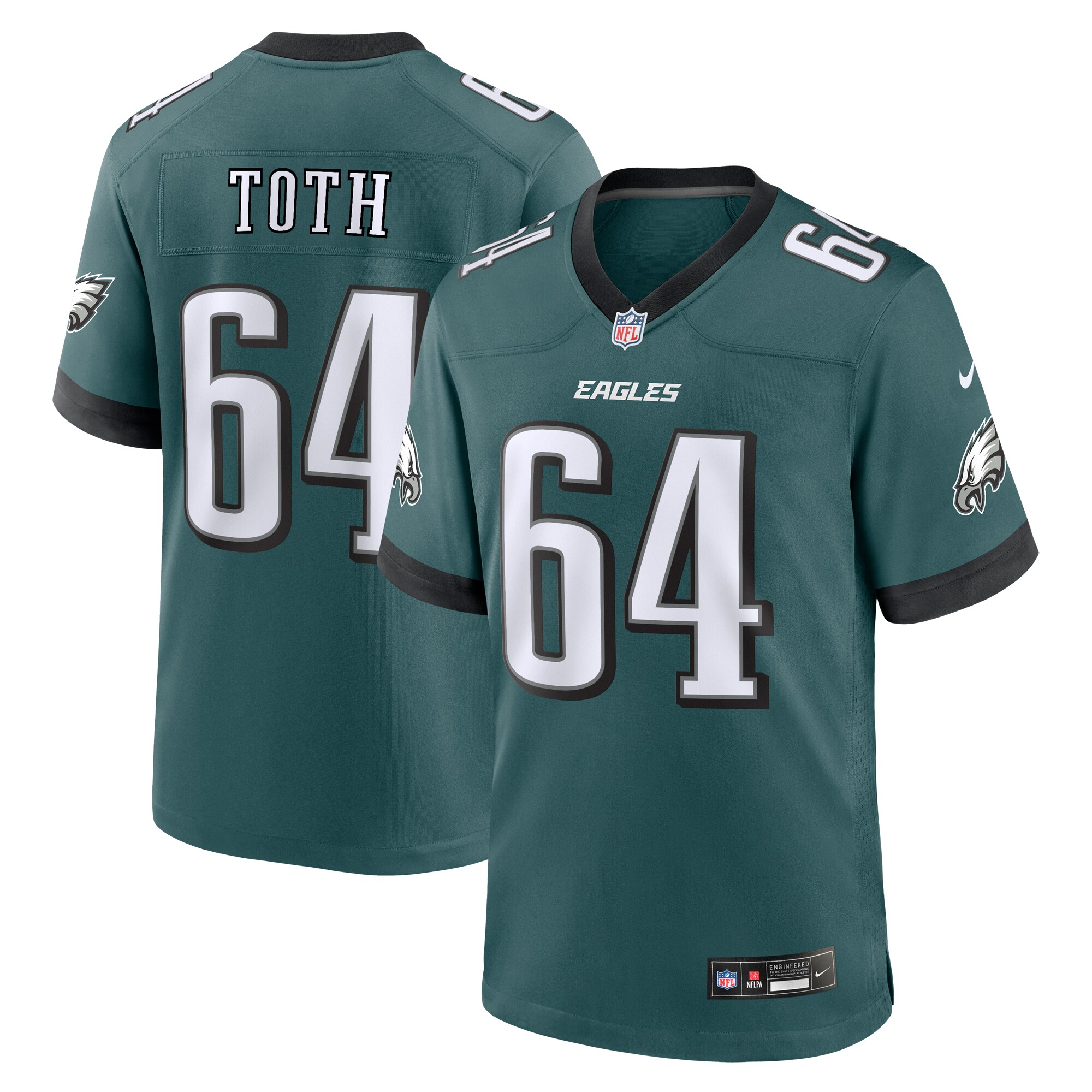 Men's Philadelphia Eagles Brett Toth Midnight Green Game Jersey JS3840 Saliibo