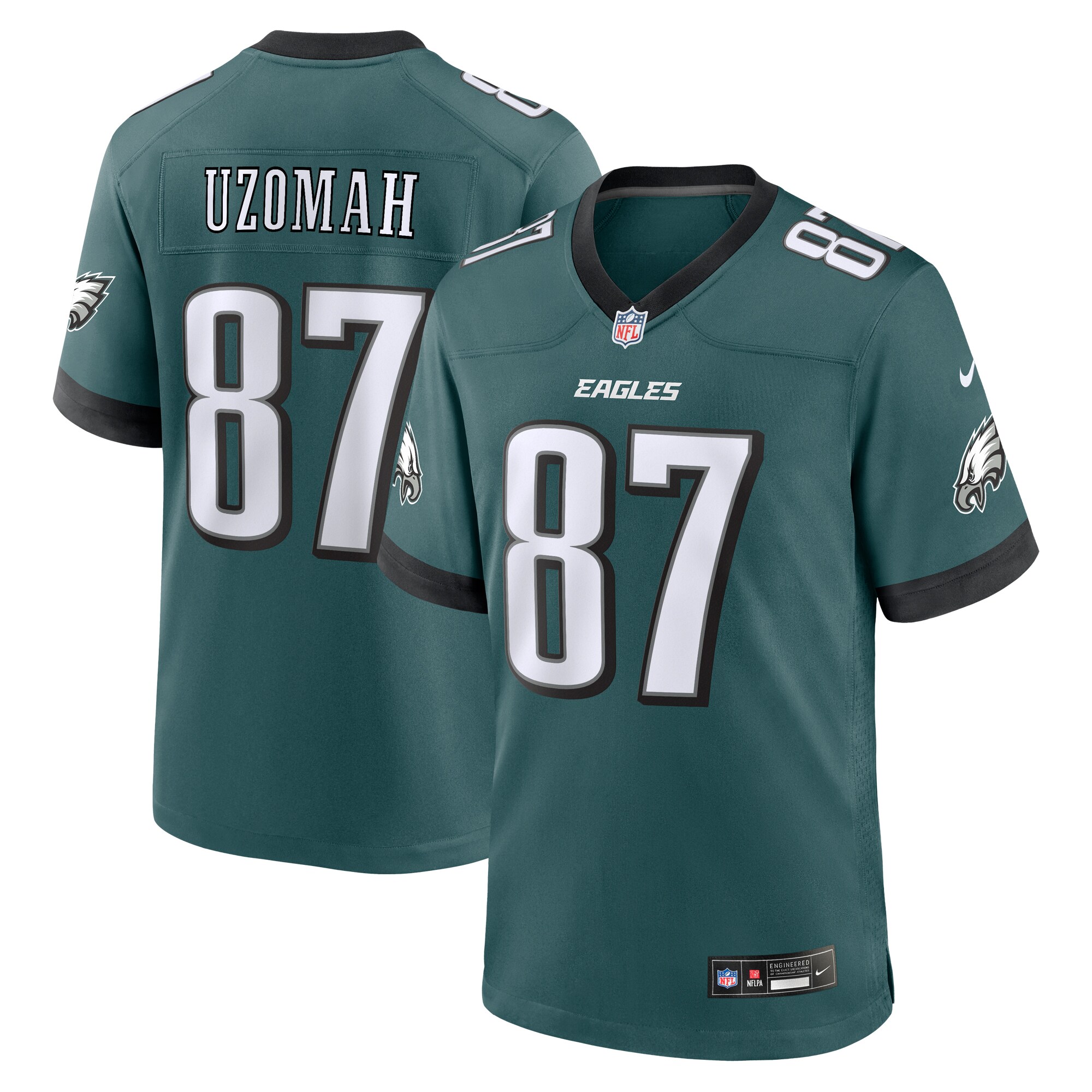 Men's Philadelphia Eagles C.J. Uzomah Midnight Green Team Game Jersey JS6176 Saliibo