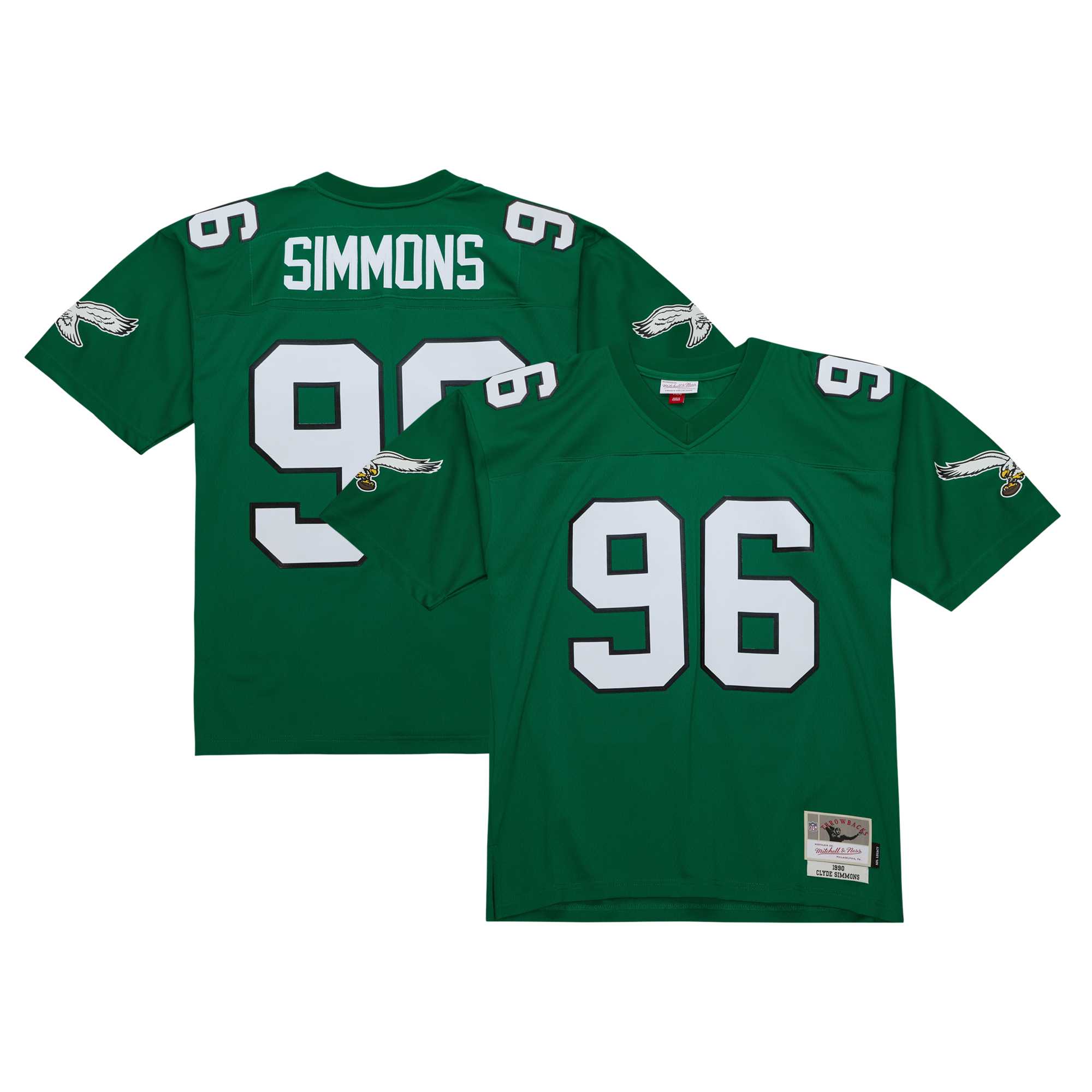 Men's Philadelphia Eagles Clyde Simmons Mitchell & Ness Kelly Green Legacy Jersey JS5407 Saliibo