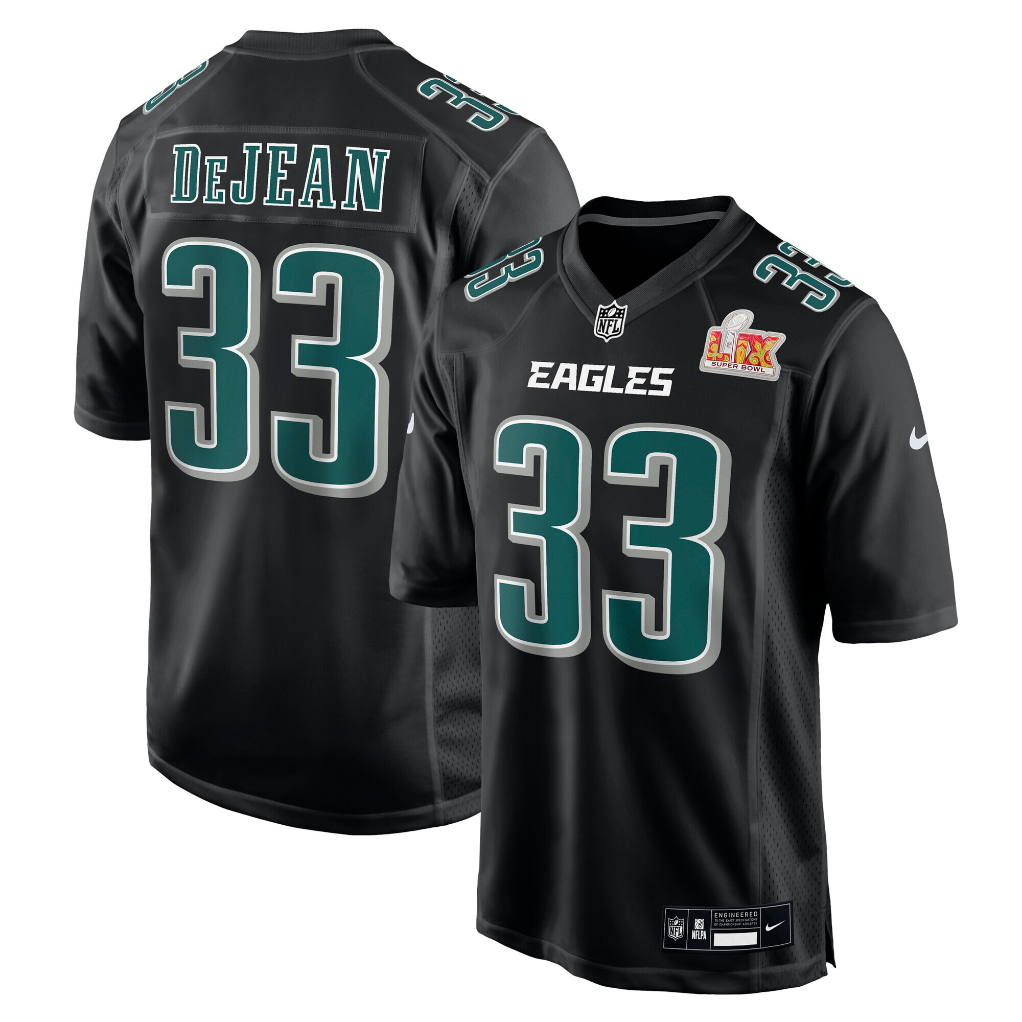 Men's Philadelphia Eagles Cooper DeJean Carbon Black Super Bowl LIX Fashion Game Player Jersey JS2847 Saliibo