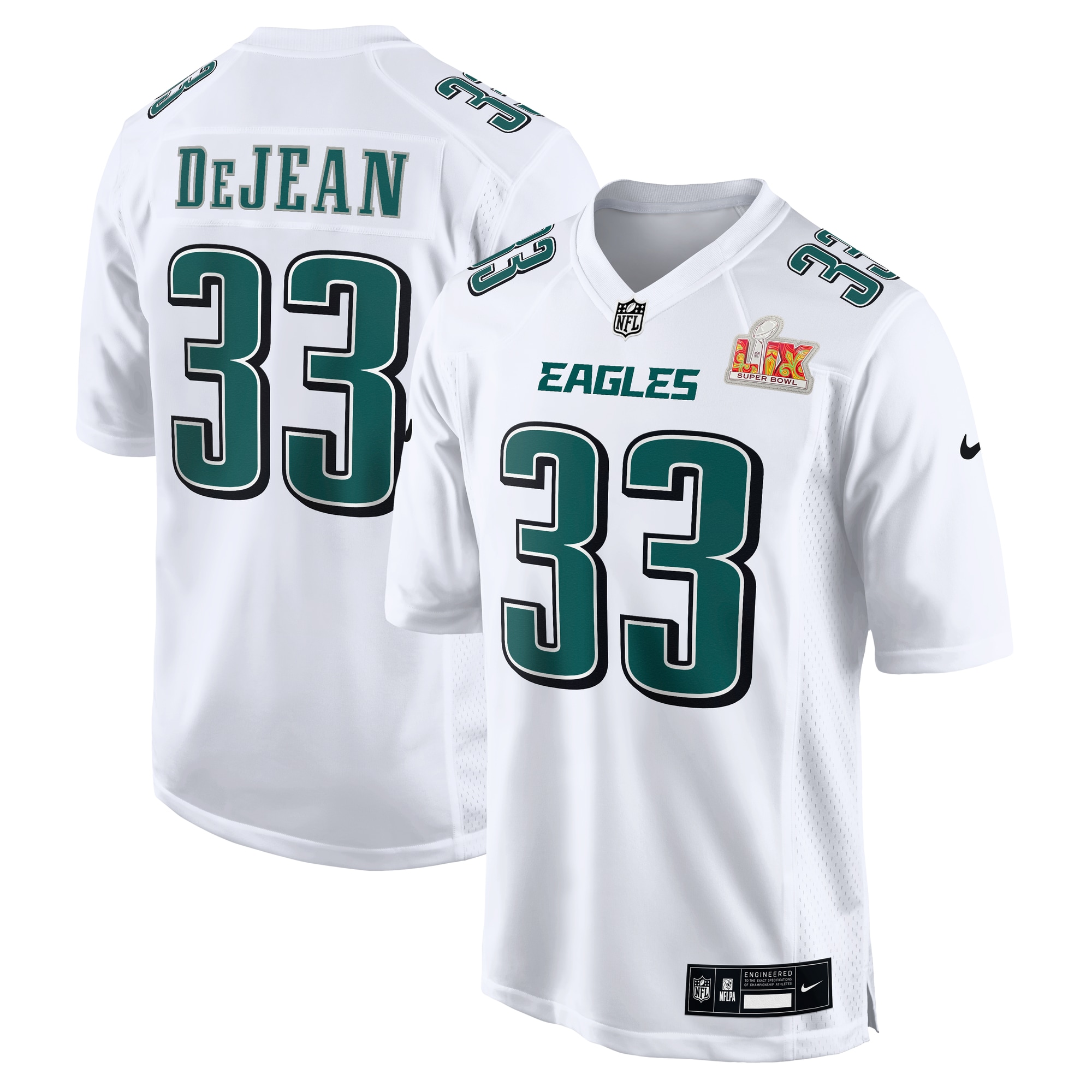 Men's Philadelphia Eagles Cooper DeJean Tundra White Super Bowl LIX Fashion Game Jersey JS6405 Saliibo
