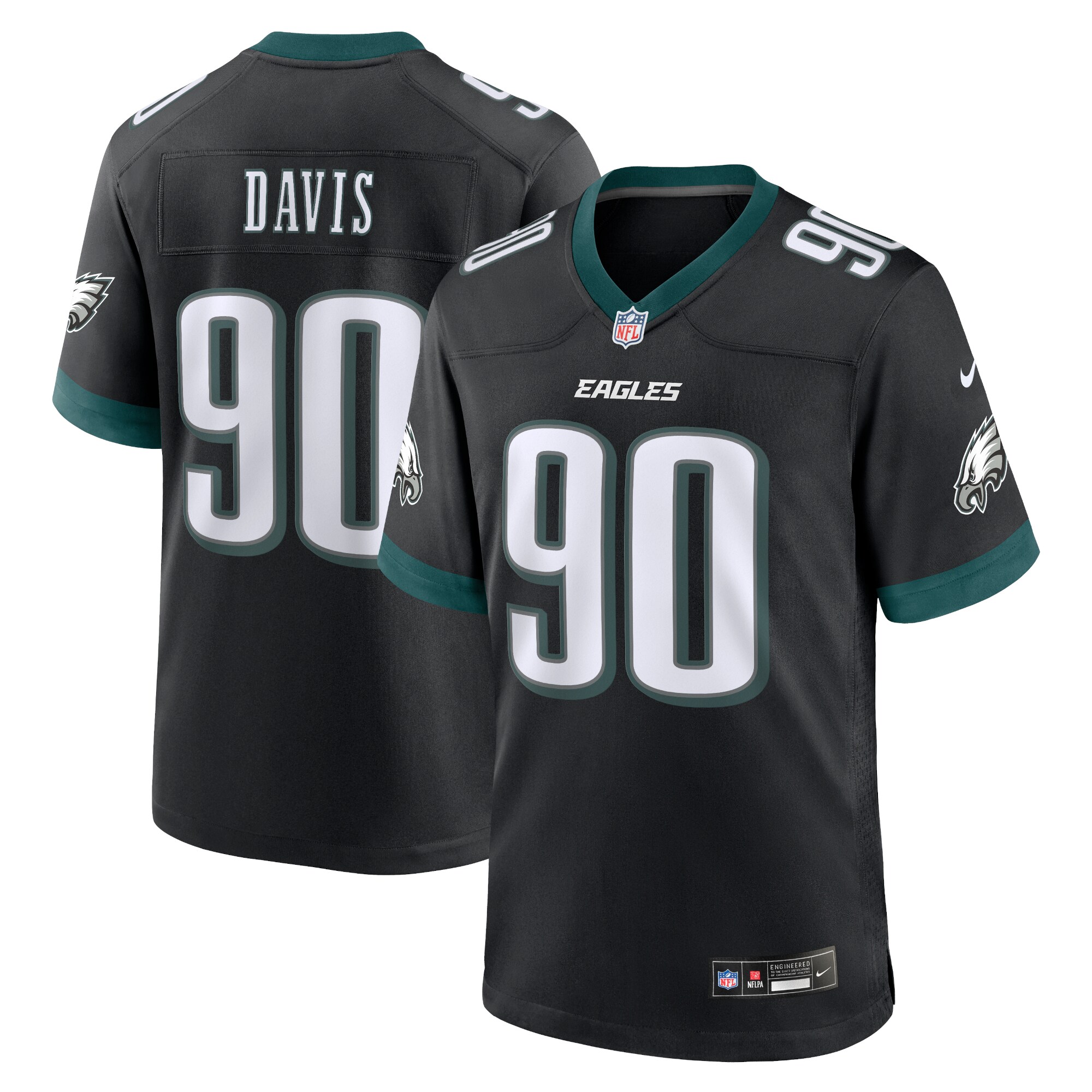 Men's Philadelphia Eagles Davis Black Alternate Game Jersey JS4712 Saliibo
