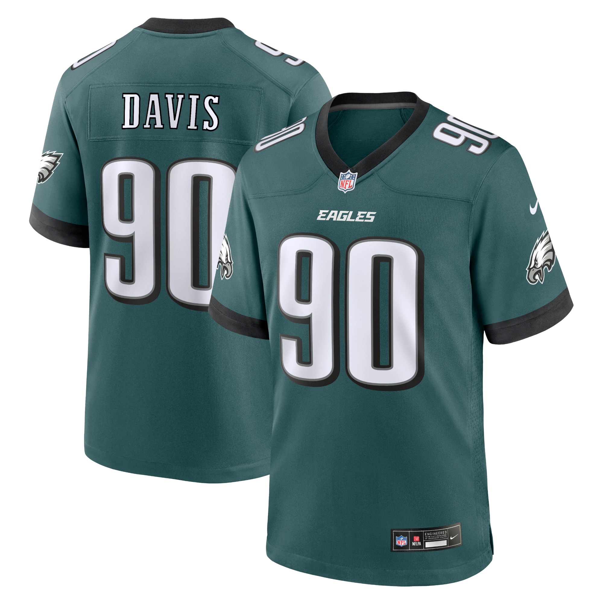 Men's Philadelphia Eagles Davis Midnight Green Team Game Jersey JS9107 Saliibo