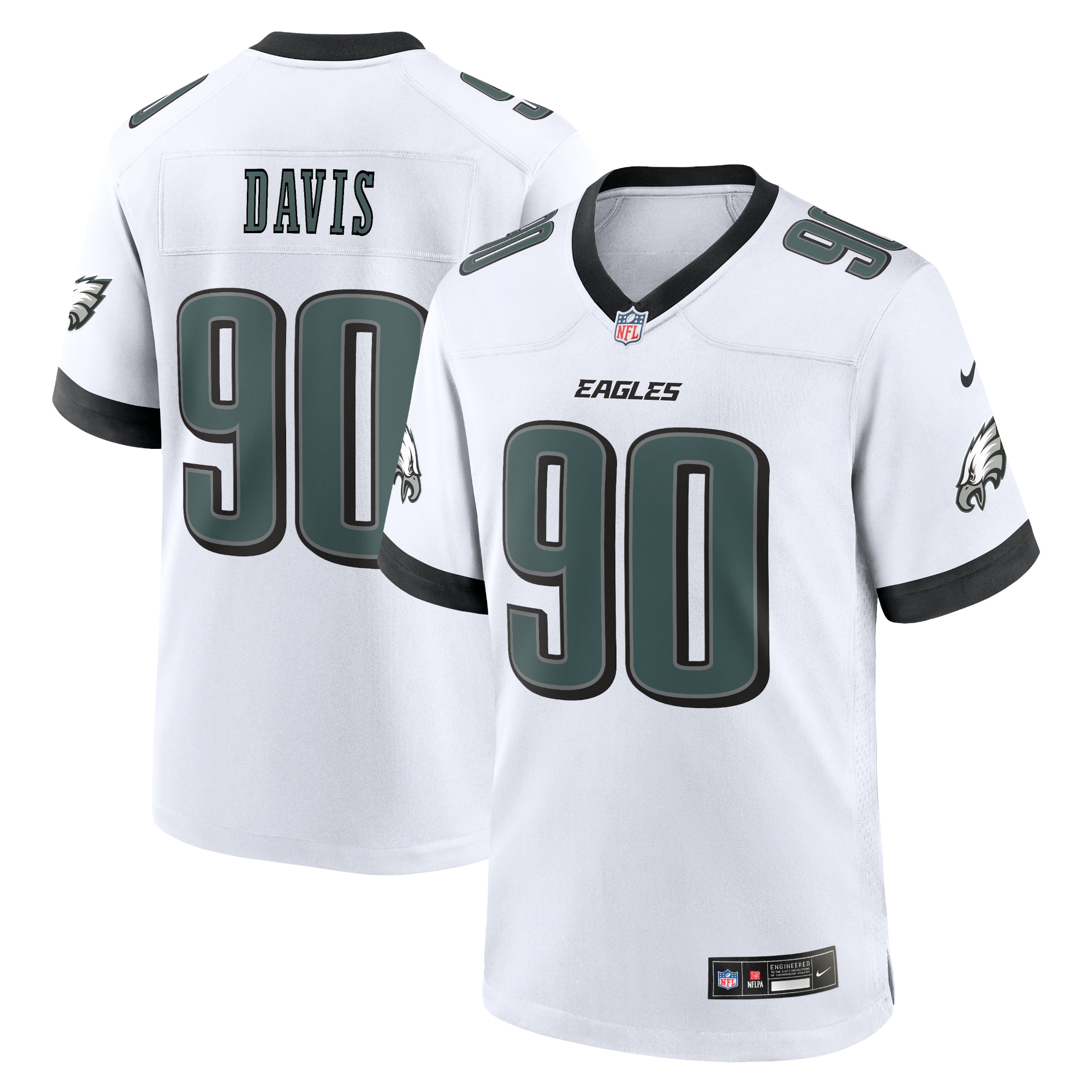 Men's Philadelphia Eagles Davis White White Game Jersey JS6117 Saliibo