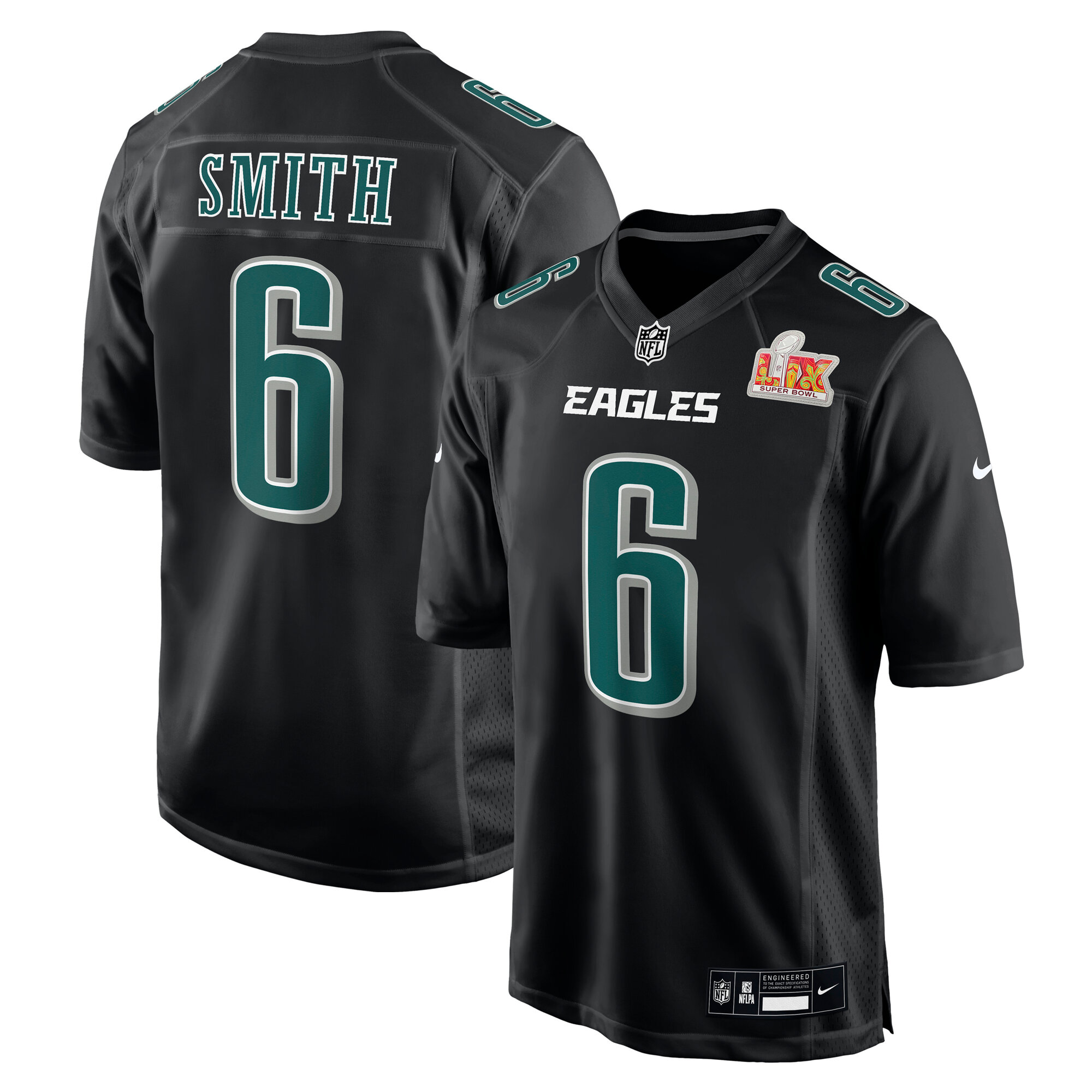 Men's Philadelphia Eagles DeVonta Smith Carbon Black Super Bowl LIX Fashion Game Player Jersey JS2034 Saliibo