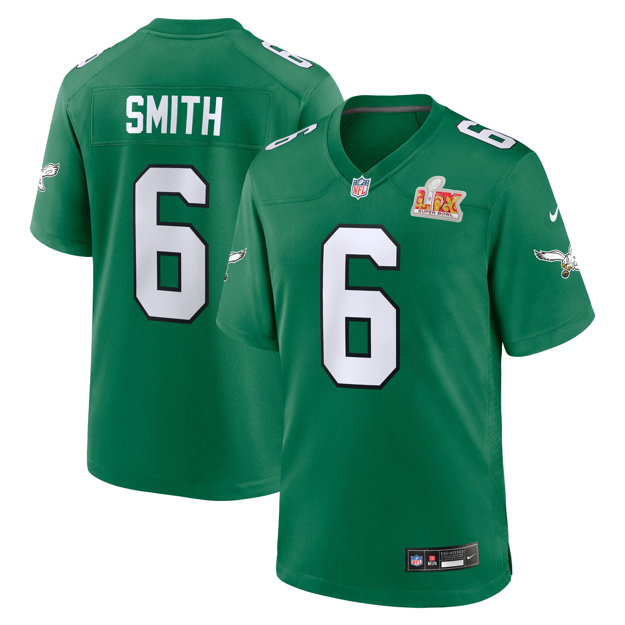 Men's Philadelphia Eagles DeVonta Smith Kelly Green Super Bowl LIX 2nd Alternate Game Jersey JS2849 Saliibo