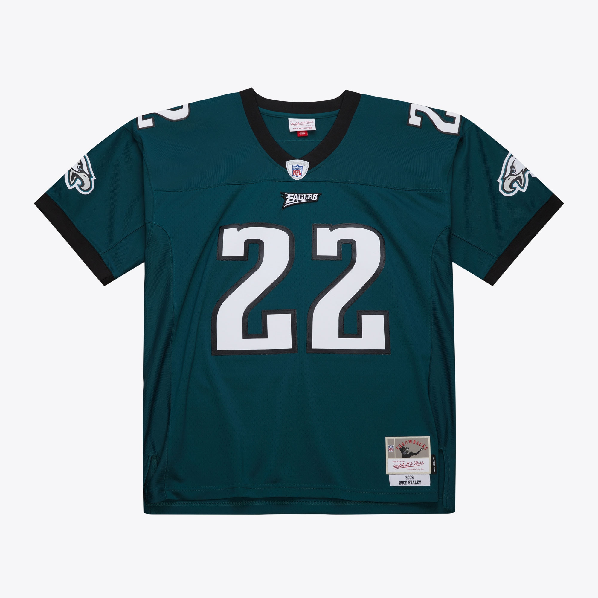 Men's Philadelphia Eagles Duce Staley Mitchell & Ness Midnight Green 2002 Legacy Jersey JS7758 Saliibo