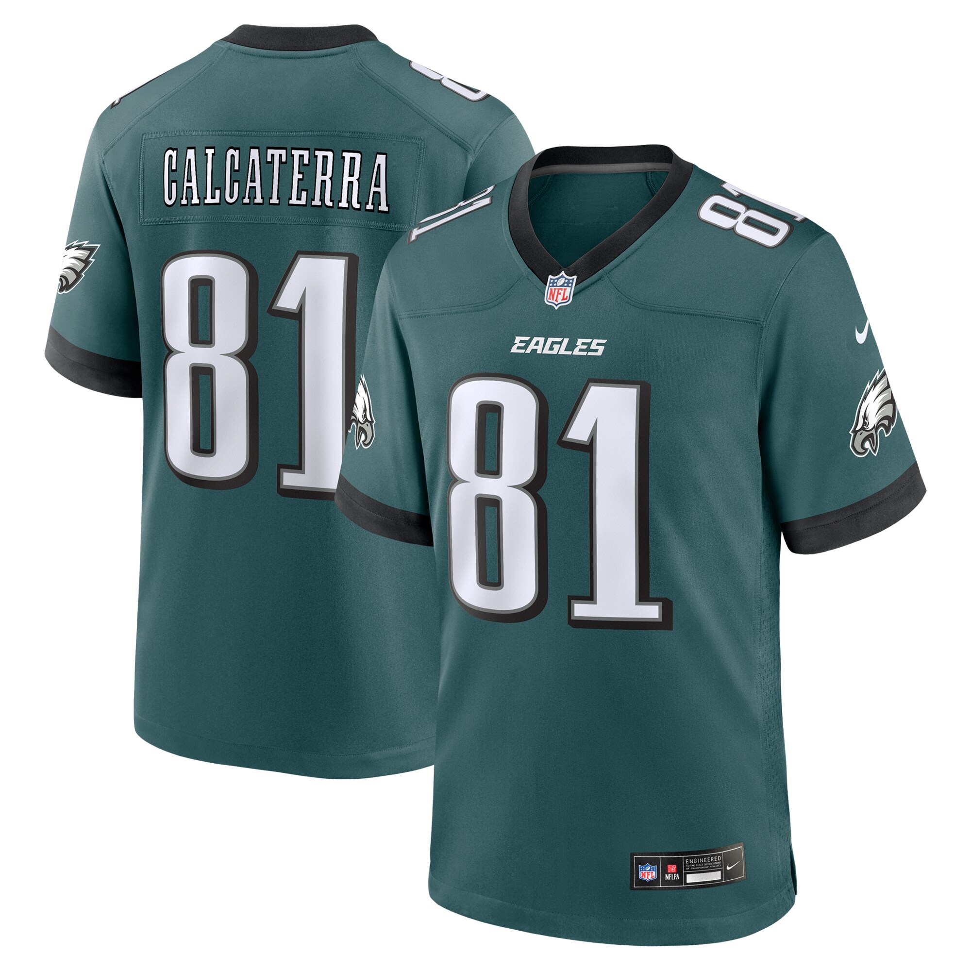 Men's Philadelphia Eagles Grant Calcaterra Midnight Green Team Game Jersey JS5140 Saliibo
