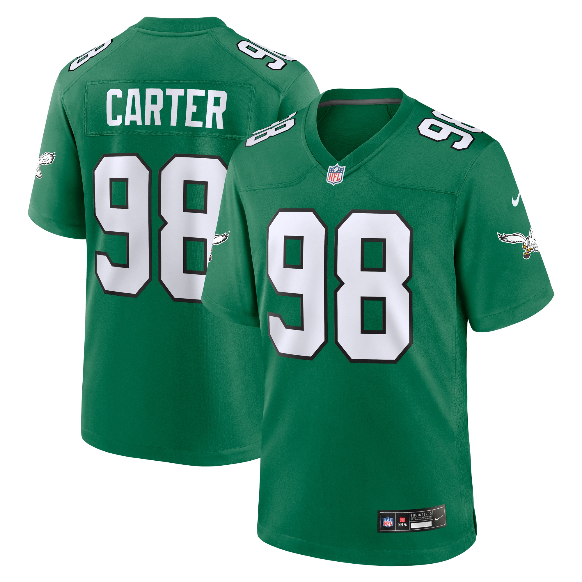 Men's Philadelphia Eagles Jalen Carter Kelly Green Alternate Game Jersey JS2329 Saliibo