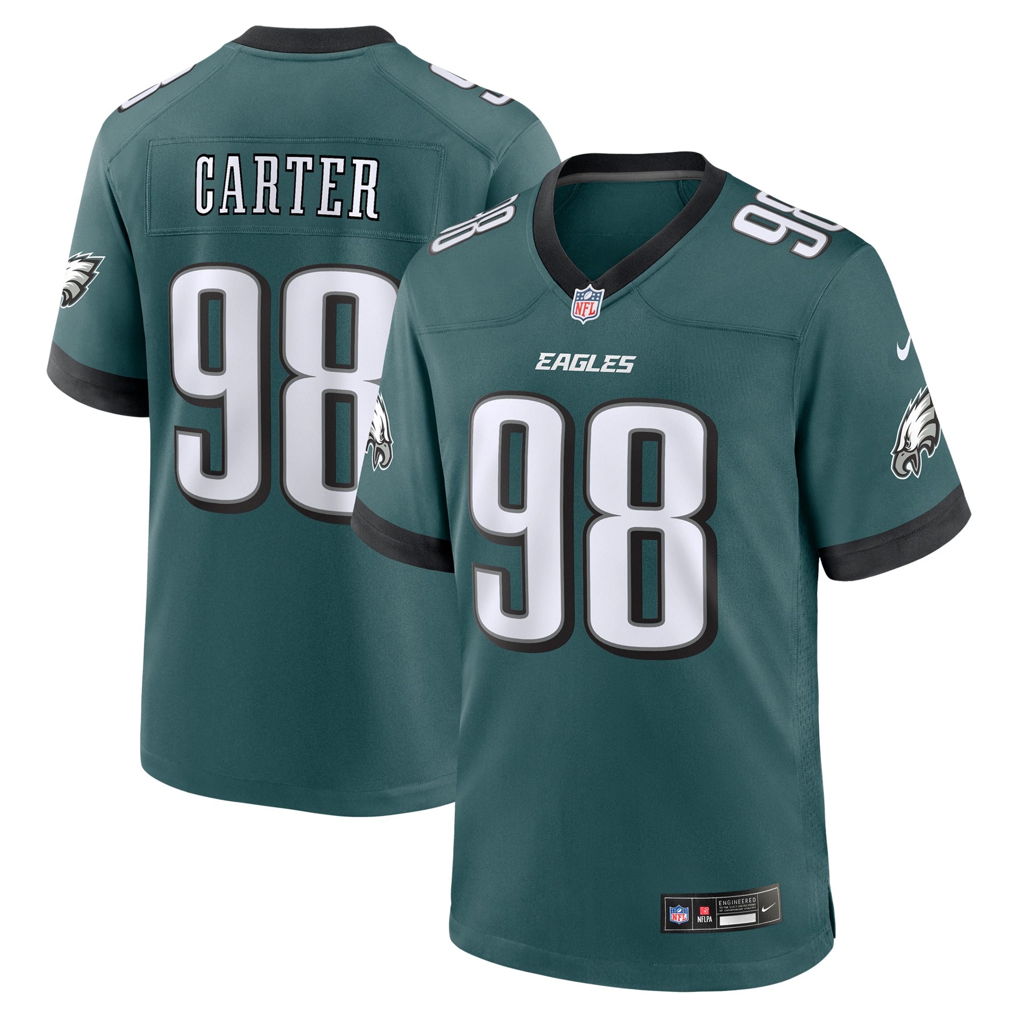 Men's Philadelphia Eagles Jalen Carter Midnight Green Team Game Jersey JS3631 Saliibo