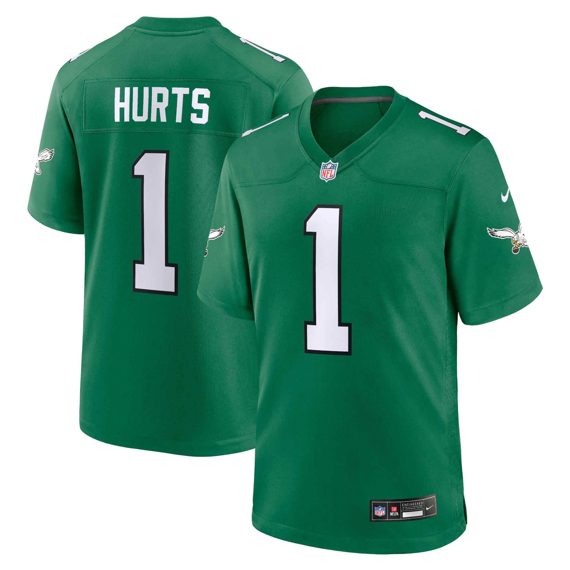 Men's Philadelphia Eagles Jalen Hurts Kelly Green Alternate Game Player Jersey JS3675 Saliibo