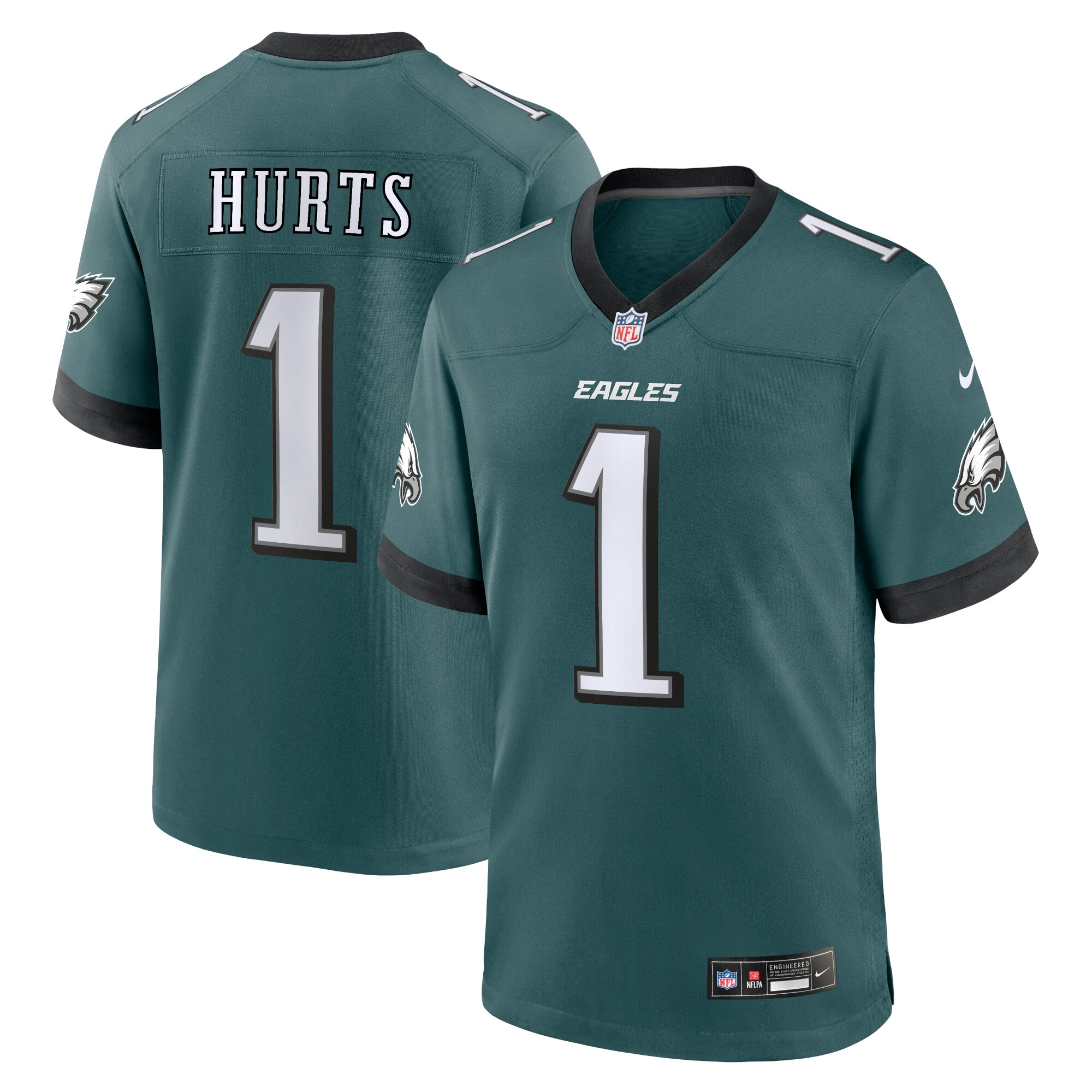 Men's Philadelphia Eagles Jalen Hurts Midnight Green Team Game Jersey JS6827 Saliibo