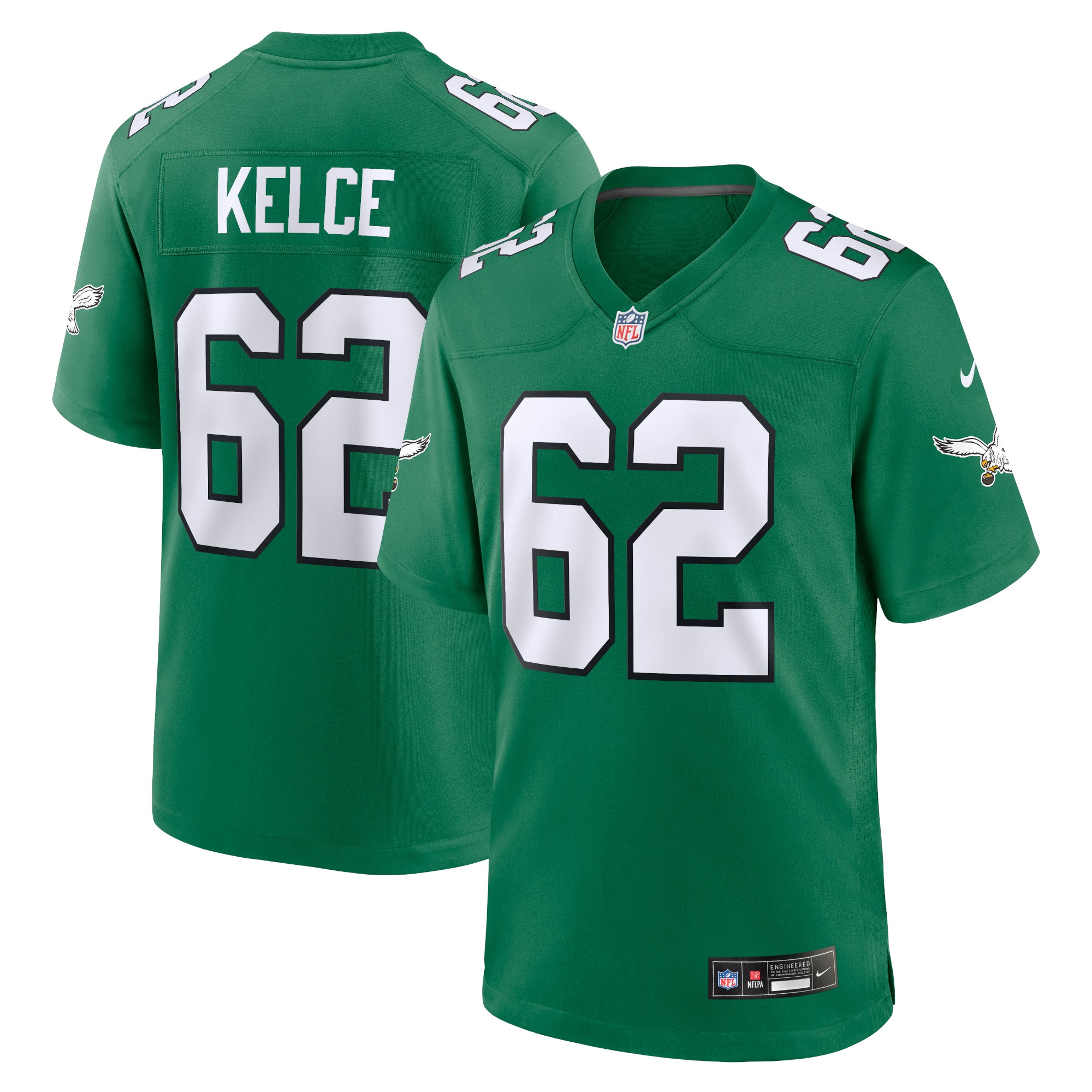 Men's Philadelphia Eagles Jason Kelce Kelly Green Alternate Game Player Jersey JS7358 Saliibo