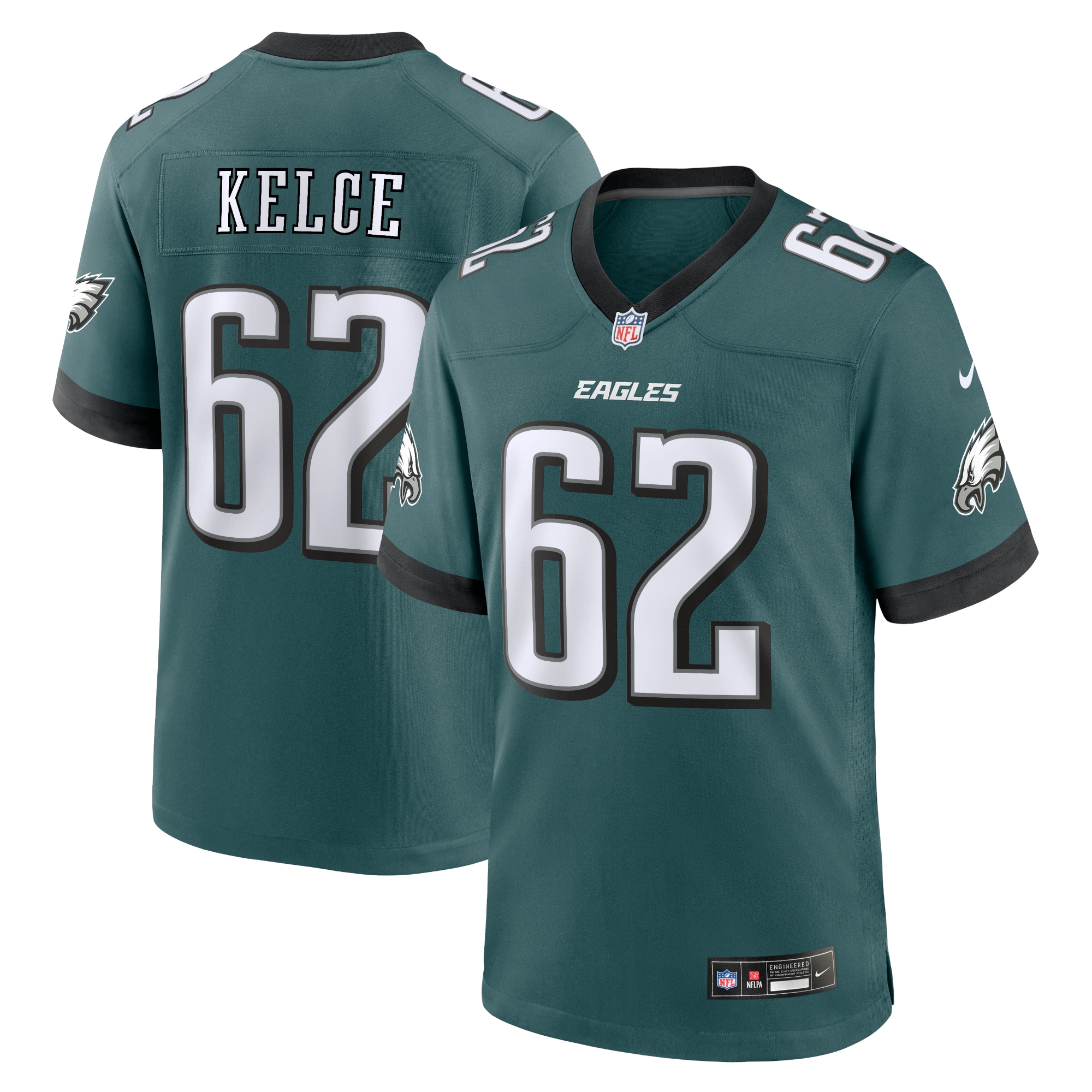 Men's Philadelphia Eagles Jason Kelce Midnight Green Team Game Jersey JS5593 Saliibo