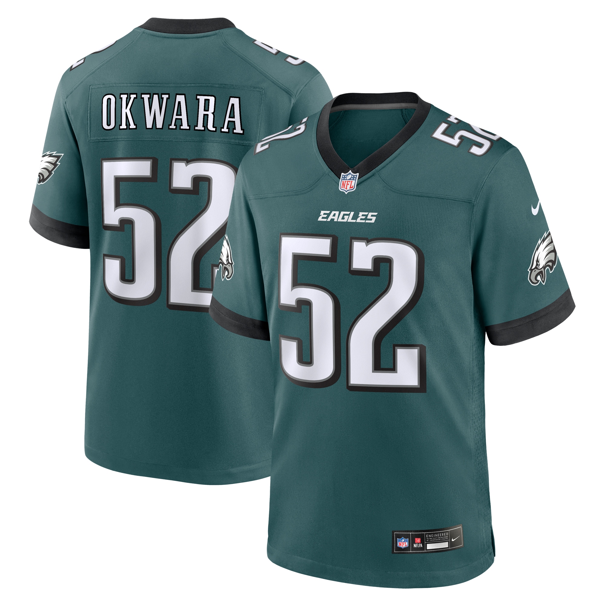 Men's Philadelphia Eagles Julian Okwara Midnight Green Game Jersey JS1949 Saliibo