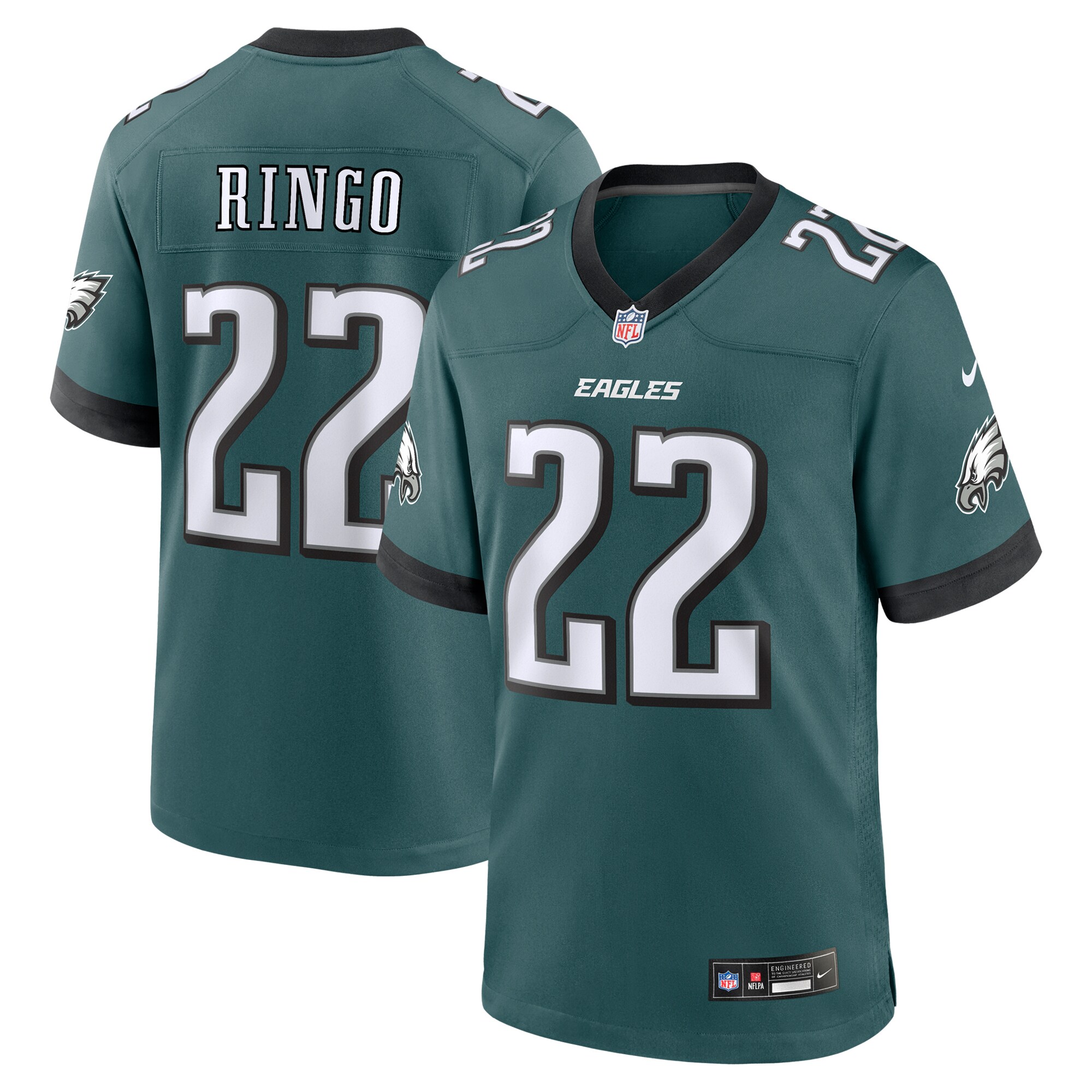 Men's Philadelphia Eagles Kelee Ringo Midnight Green Team Game Jersey JS1526 Saliibo