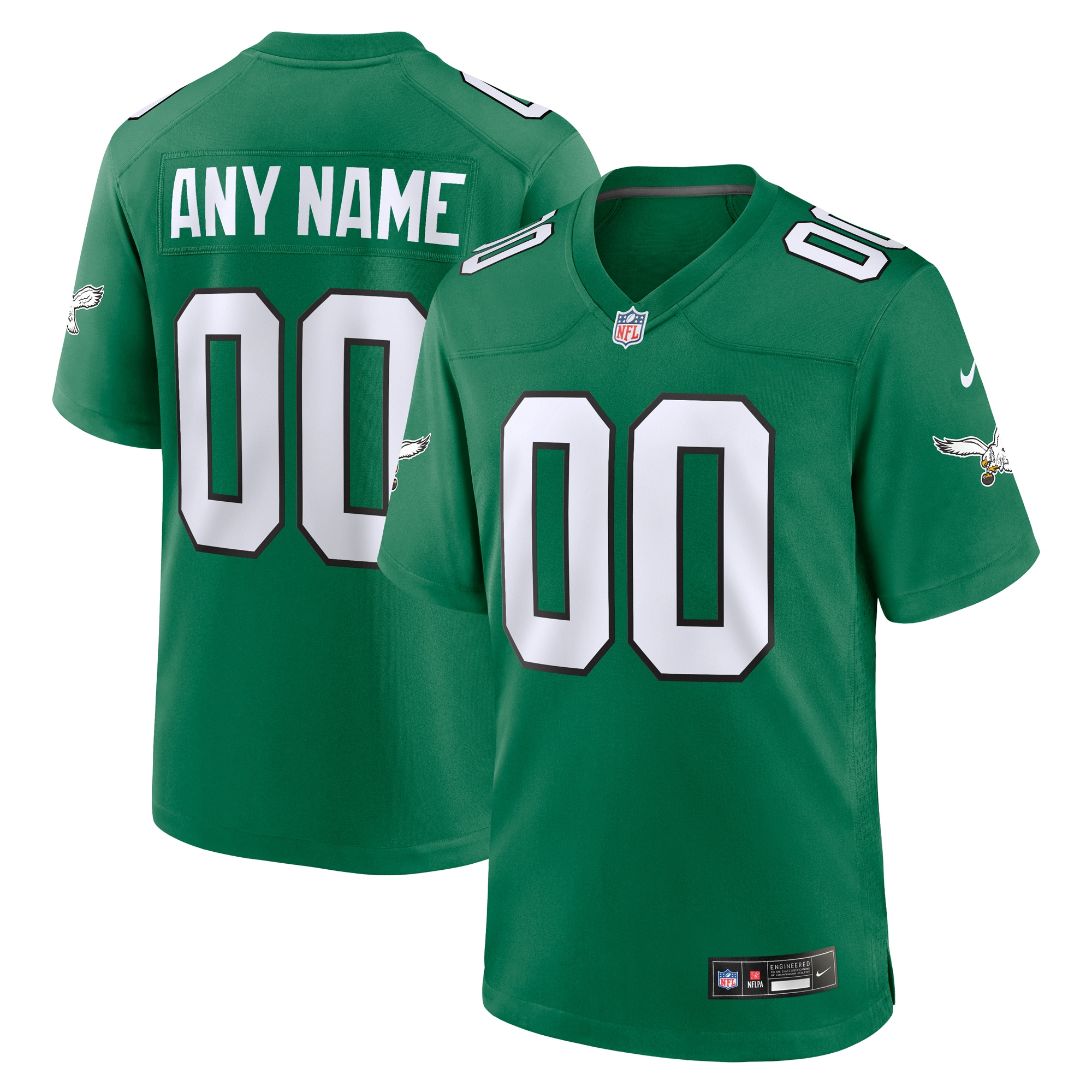 Men's Philadelphia Eagles Kelly Green Alternate Custom Game Jersey JS3442 Saliibo