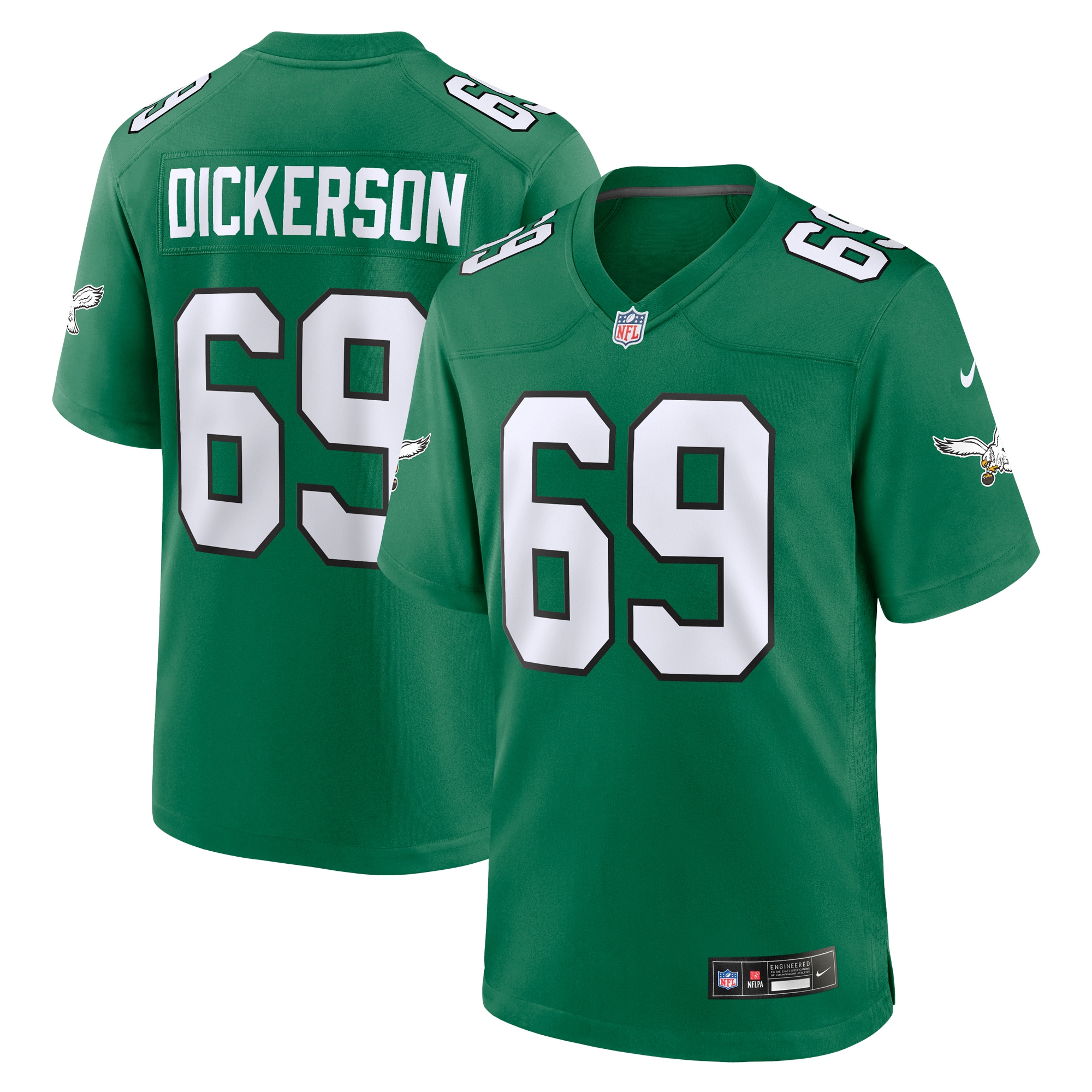 Men's Philadelphia Eagles Landon Dickerson Kelly Green Alternate Game Jersey JS8063 Saliibo