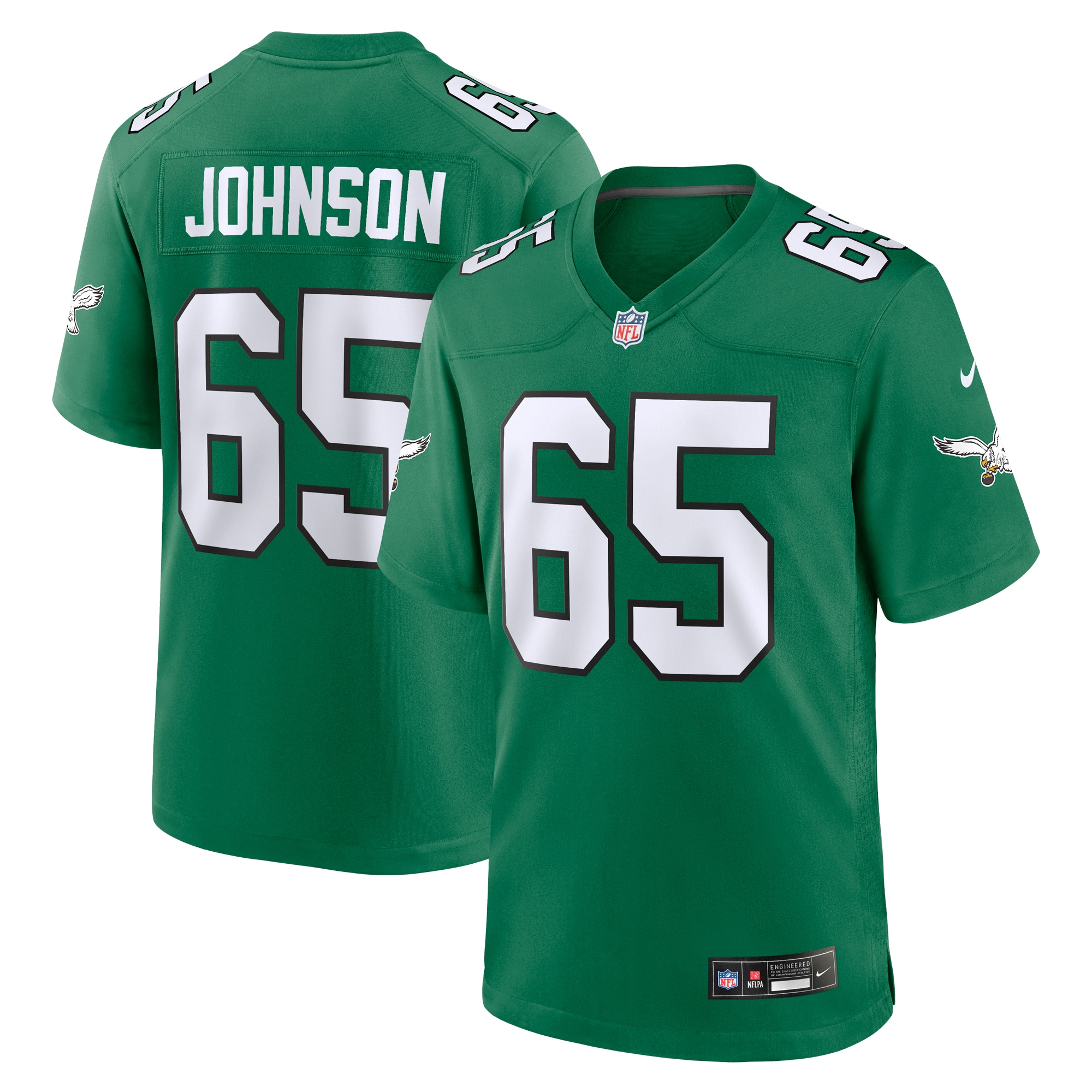 Men's Philadelphia Eagles Lane Johnson Kelly Green Alternate Game Jersey JS6269 Saliibo