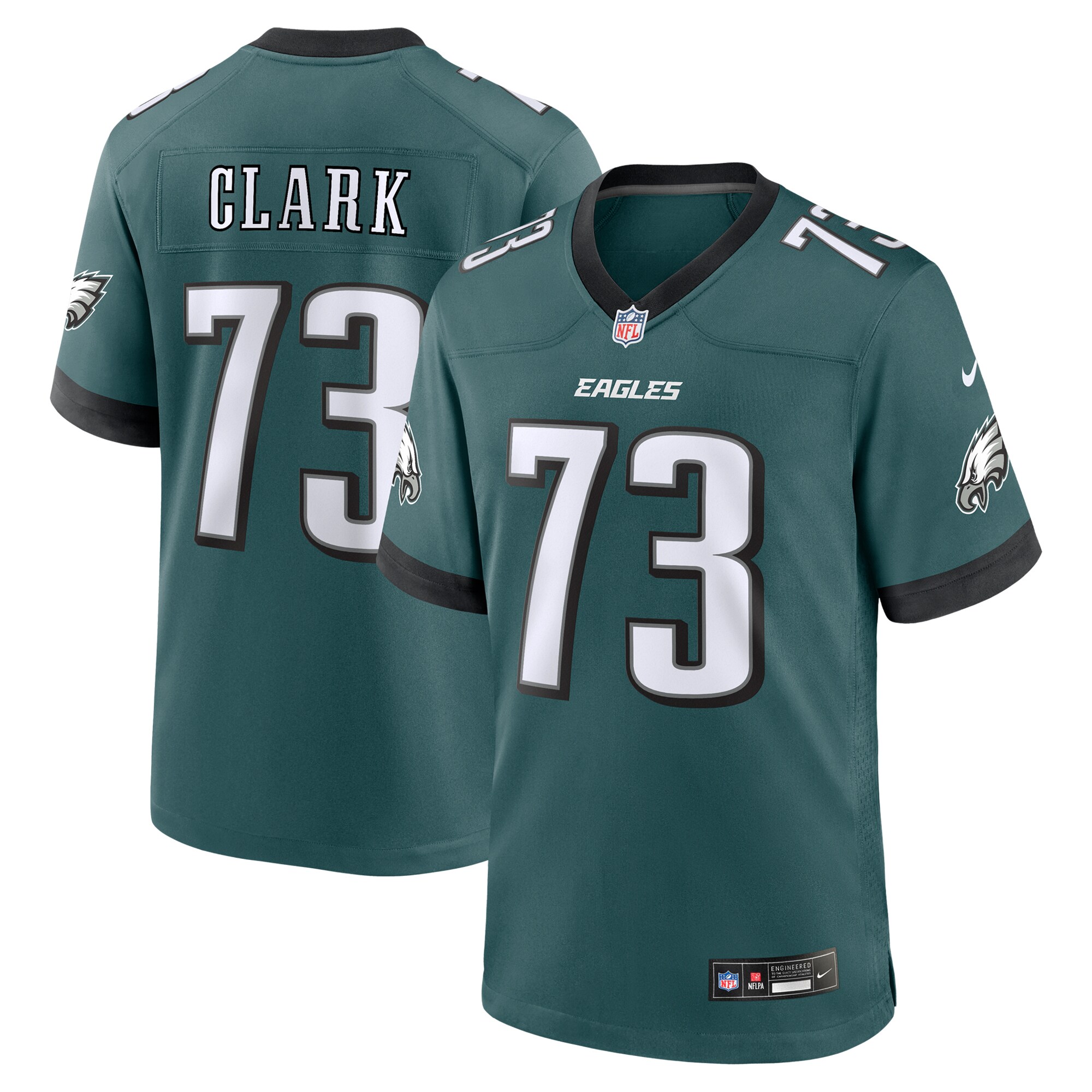 Men's Philadelphia Eagles Le'Raven Clark Midnight Green Team Game Jersey JS3069 Saliibo