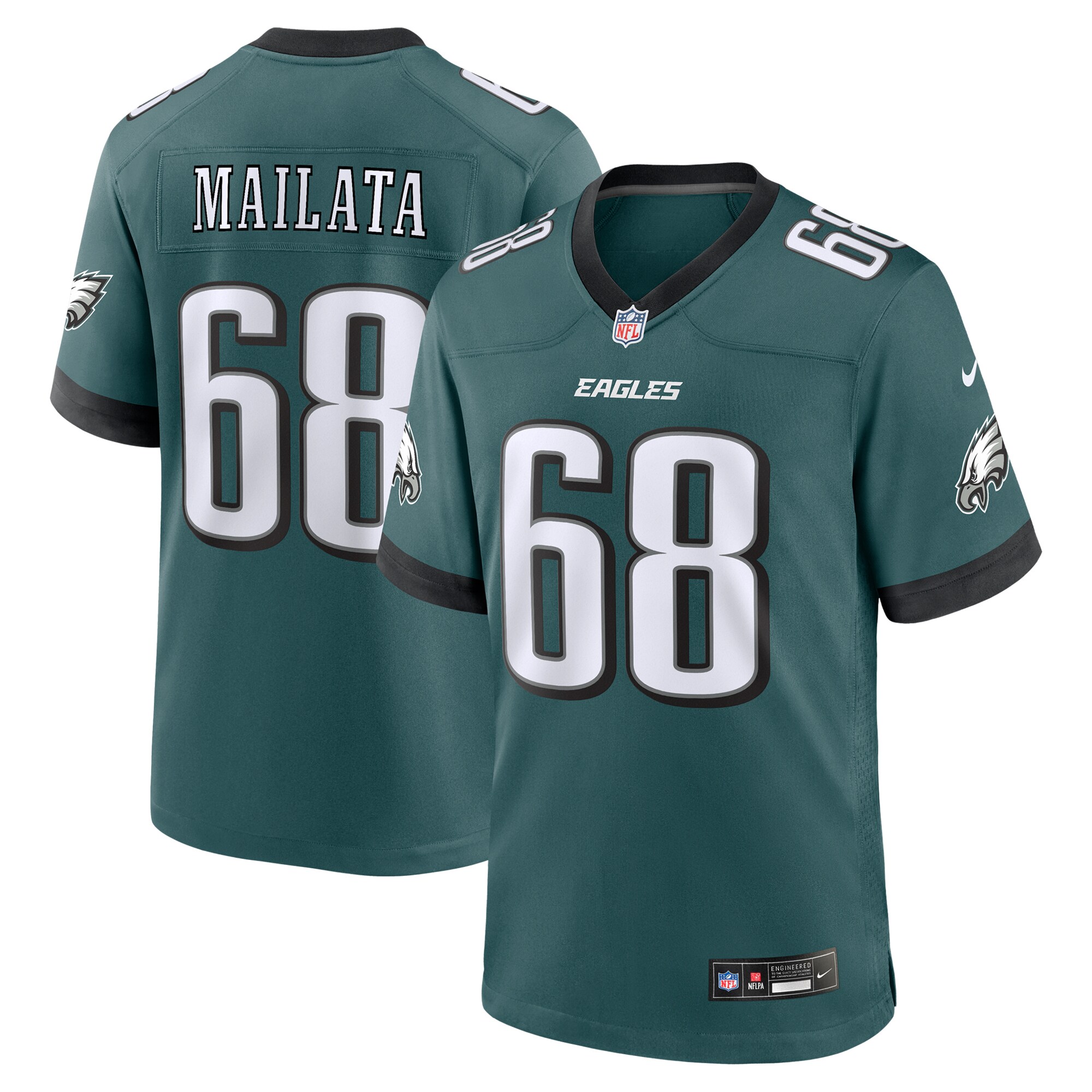 Men's Philadelphia Eagles Mailata Midnight Green Team Game Jersey JS3479 Saliibo