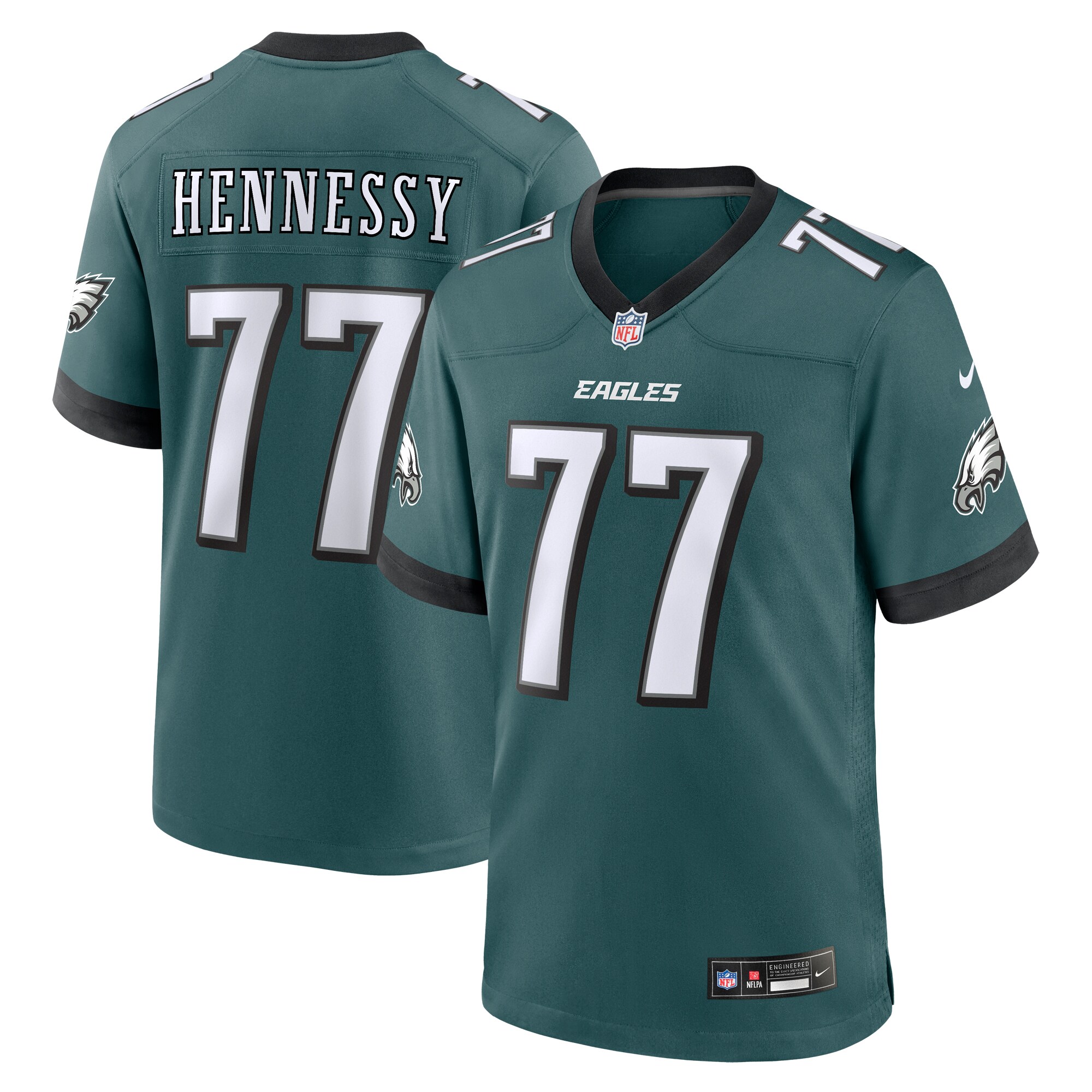 Men's Philadelphia Eagles Matt Hennessy Midnight Green Game Jersey JS4049 Saliibo