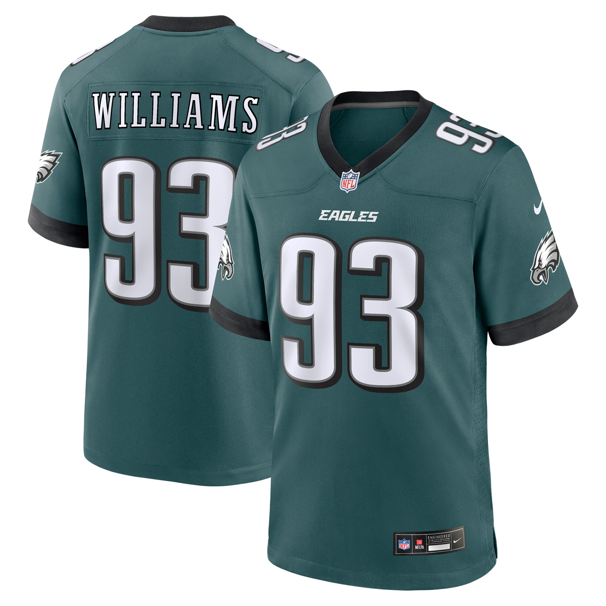Men's Philadelphia Eagles Milton Williams Midnight Green Team Game Jersey JS7155 Saliibo