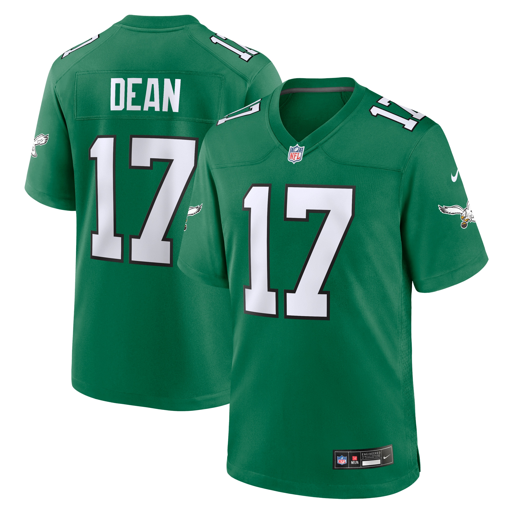Men's Philadelphia Eagles Nakobe Dean Kelly Green Alternate Game Jersey JS1496 Saliibo