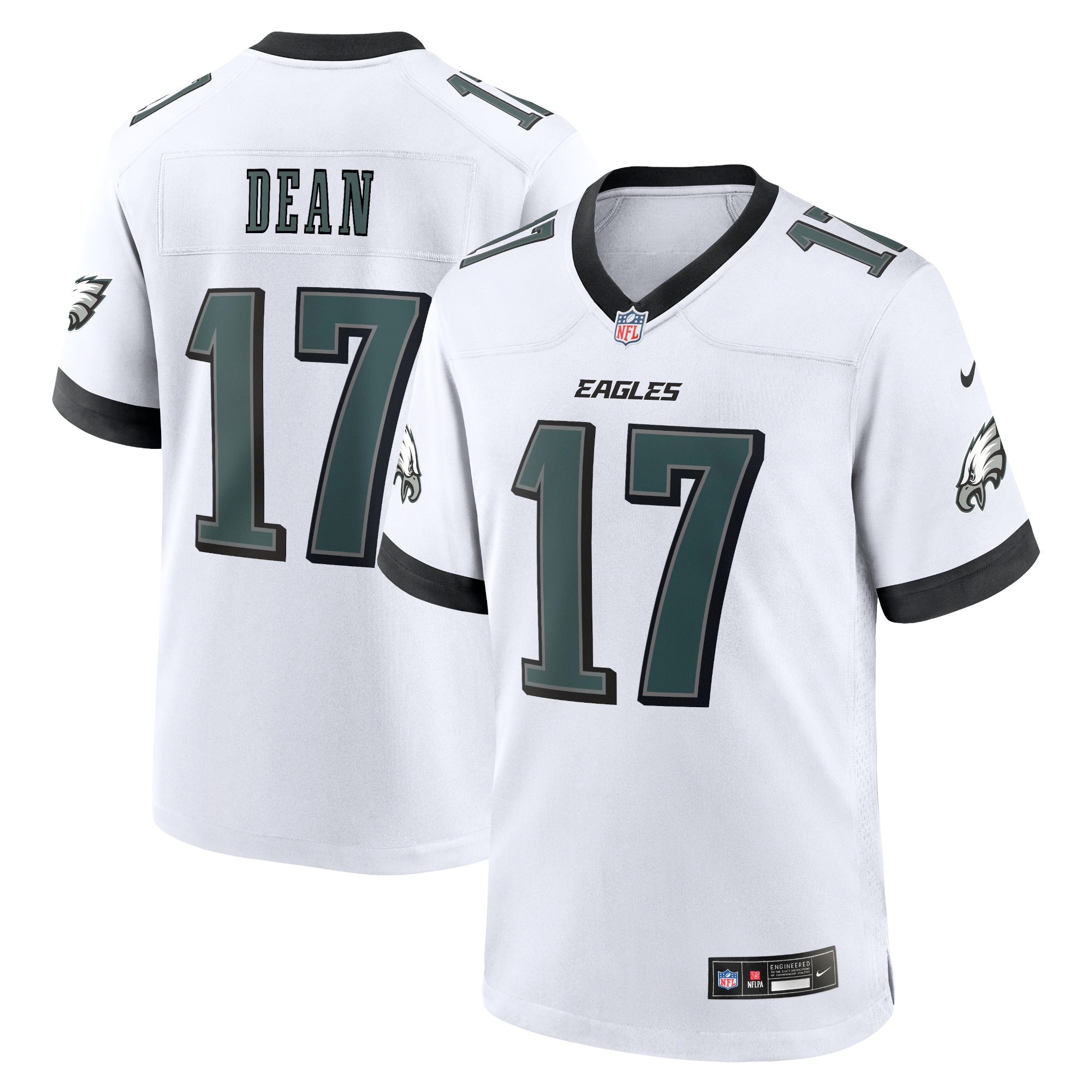 Men's Philadelphia Eagles Nakobe Dean White White Game Jersey JS9124 Saliibo