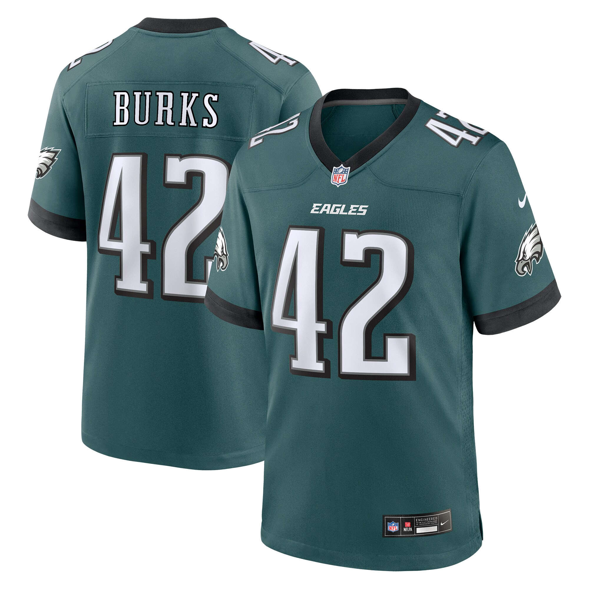 Men's Philadelphia Eagles Oren Burks Midnight Green Game Jersey JS4727 Saliibo