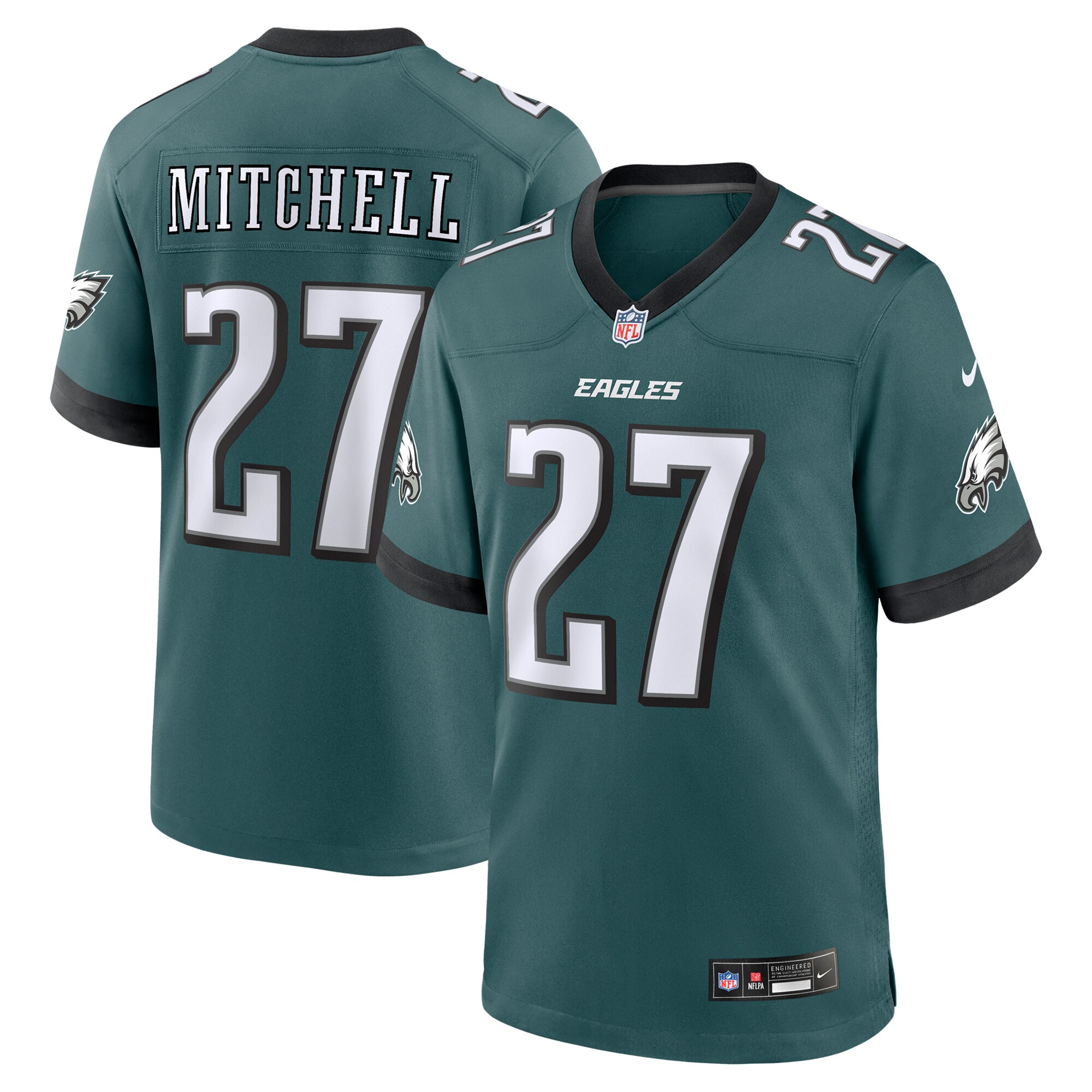 Men's Philadelphia Eagles Quinyon Mitchell Midnight Green Team Game Jersey JS5242 Saliibo