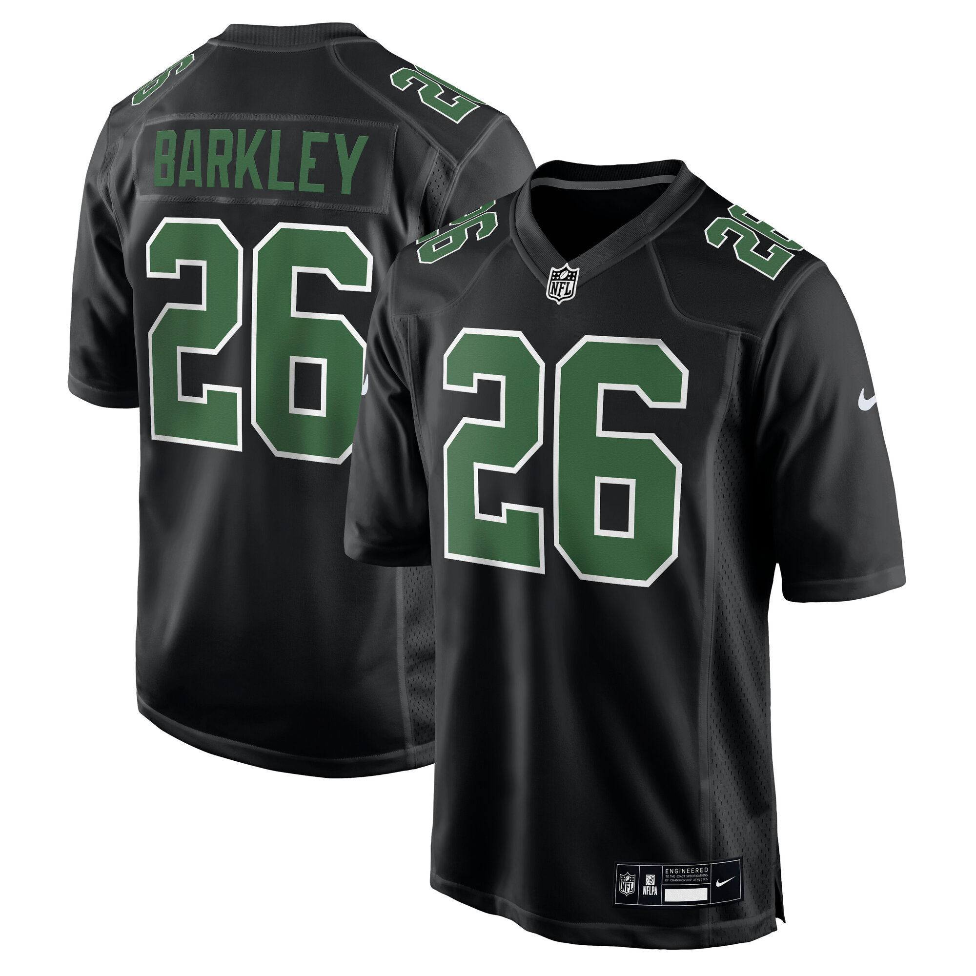 Men's Philadelphia Eagles Saquon Barkley Carbon Black/Kelly Green Fashion Game Jersey JS6479 Saliibo