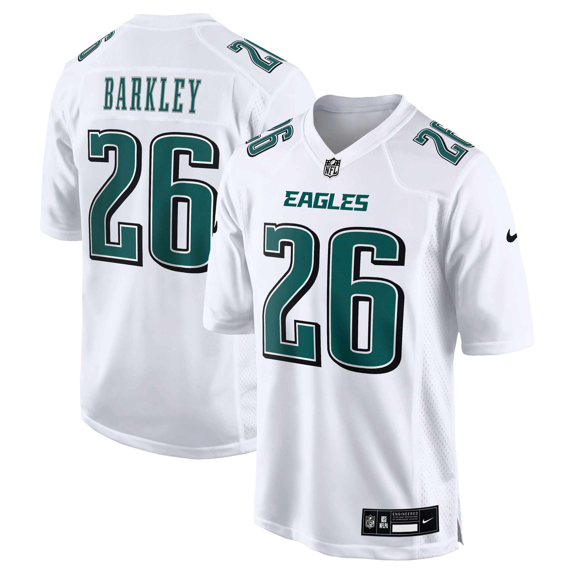 Men's Philadelphia Eagles Saquon Barkley Tundra White Fashion Game Jersey JS6176 Saliibo