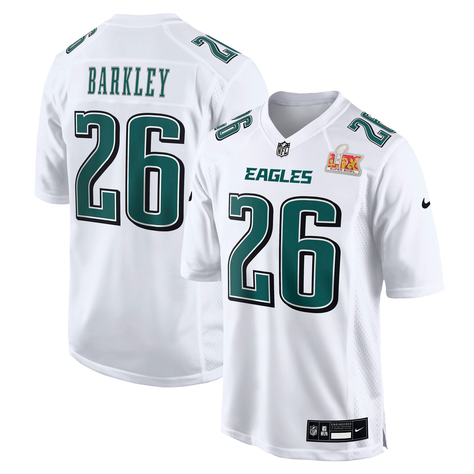 Men's Philadelphia Eagles Saquon Barkley Tundra White Super Bowl LIX Fashion Game Player Jersey JS2382 Saliibo