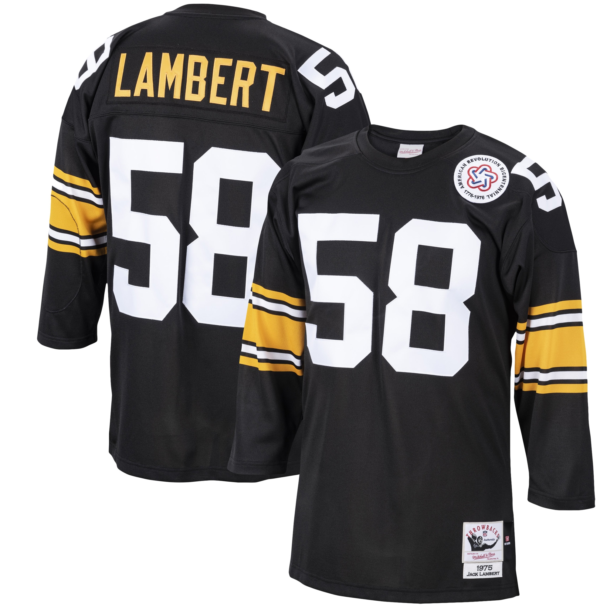 Men's Pittsburgh Steelers 1975 Jack Lambert Mitchell & Ness Black Throwback Retired Player Jersey JS5027 Saliibo
