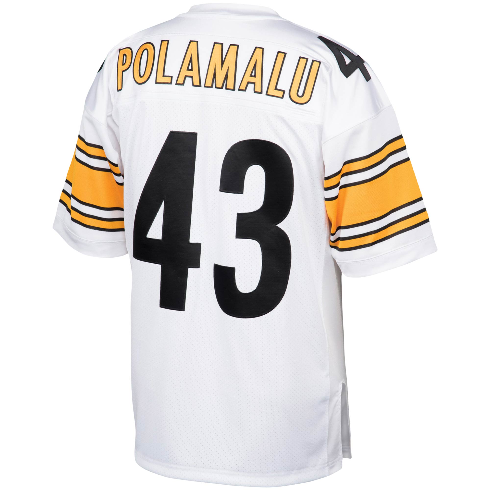 Men's Pittsburgh Steelers 2005 Troy Polamalu Mitchell & Ness White Throwback Retired Player Jersey JS4254 Saliibo - Image 3