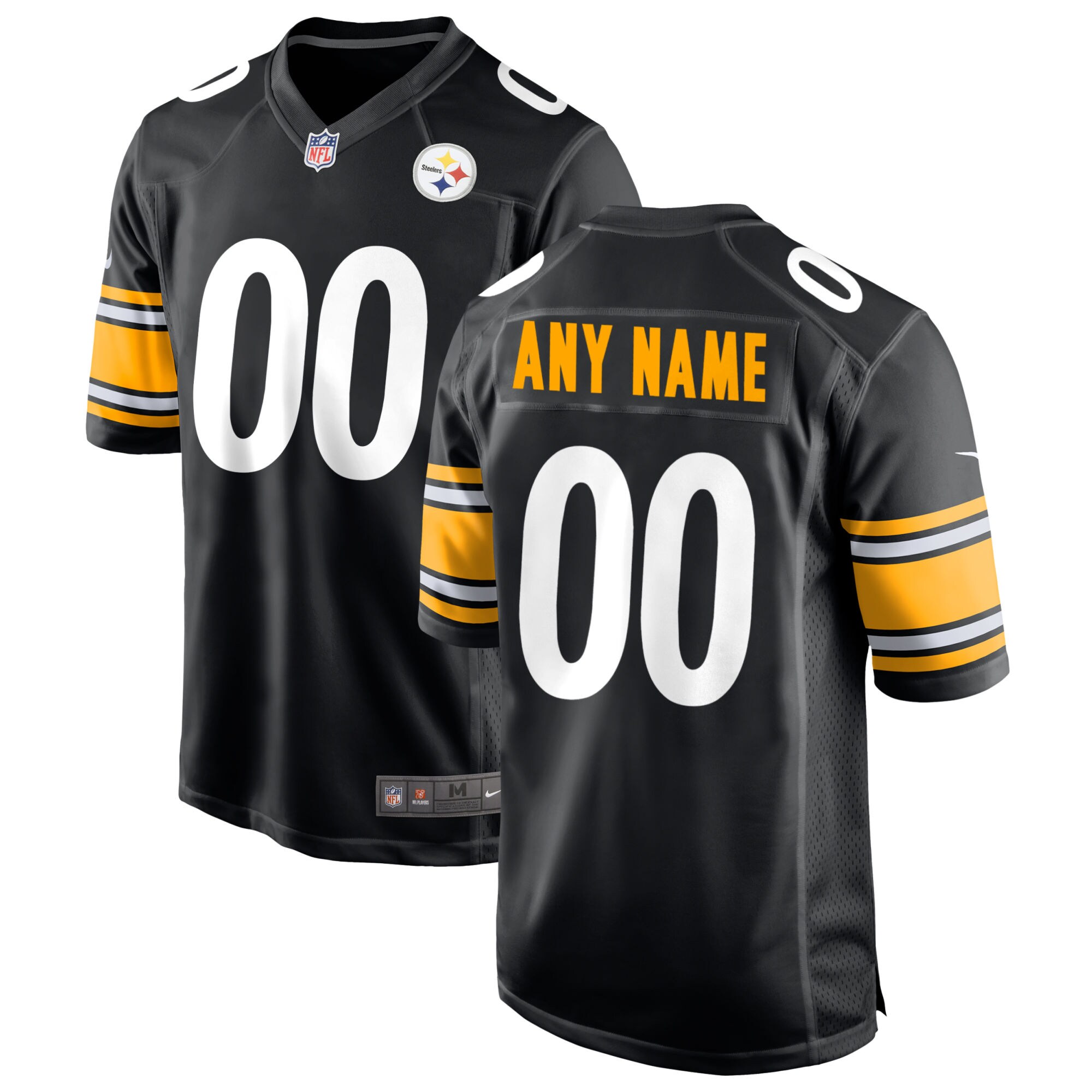 Men's Pittsburgh Steelers Black Custom Game Jersey JS2159 Saliibo