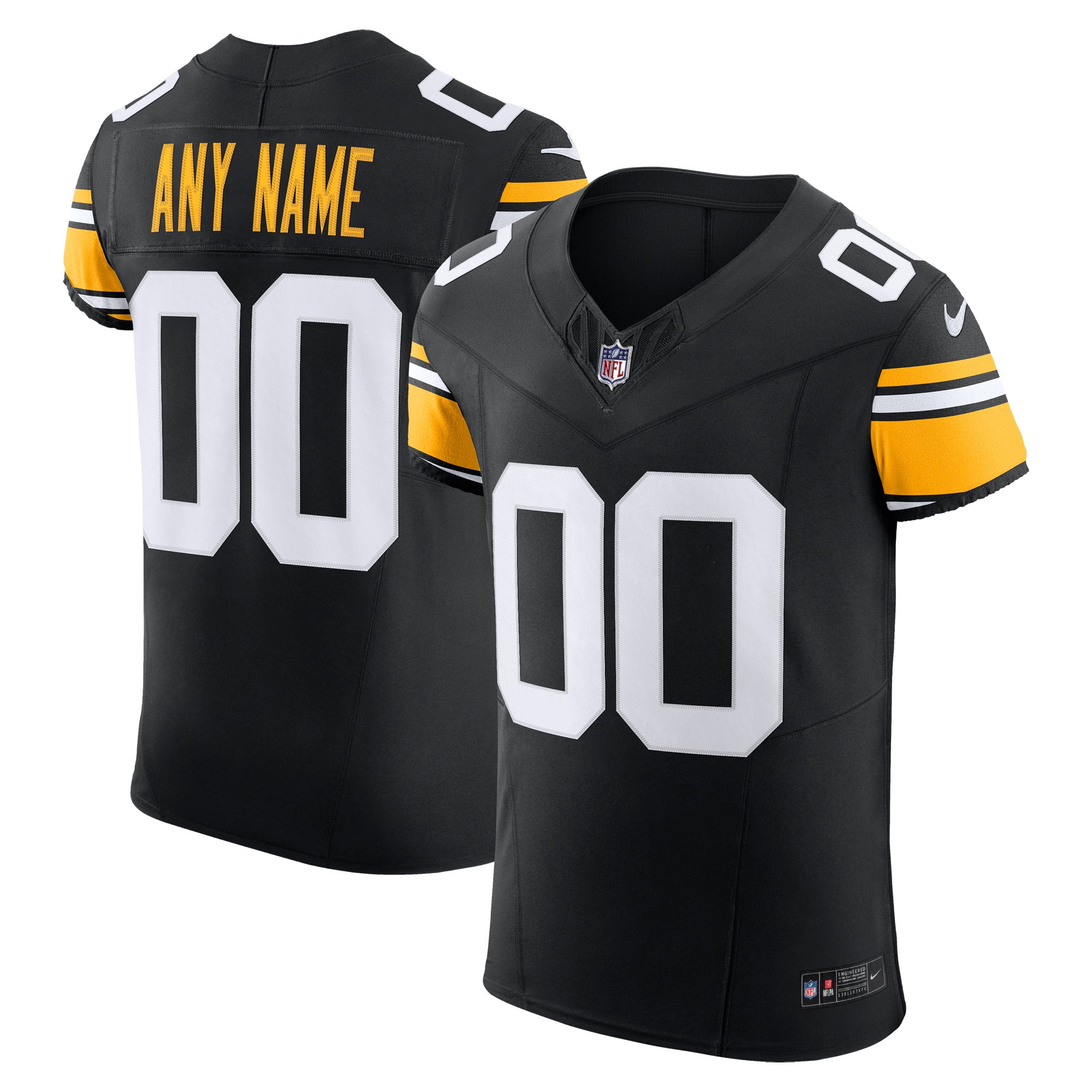Men's Pittsburgh Steelers Black Vapor F.U.S.E. Elite Custom Jersey JS5223 Saliibo