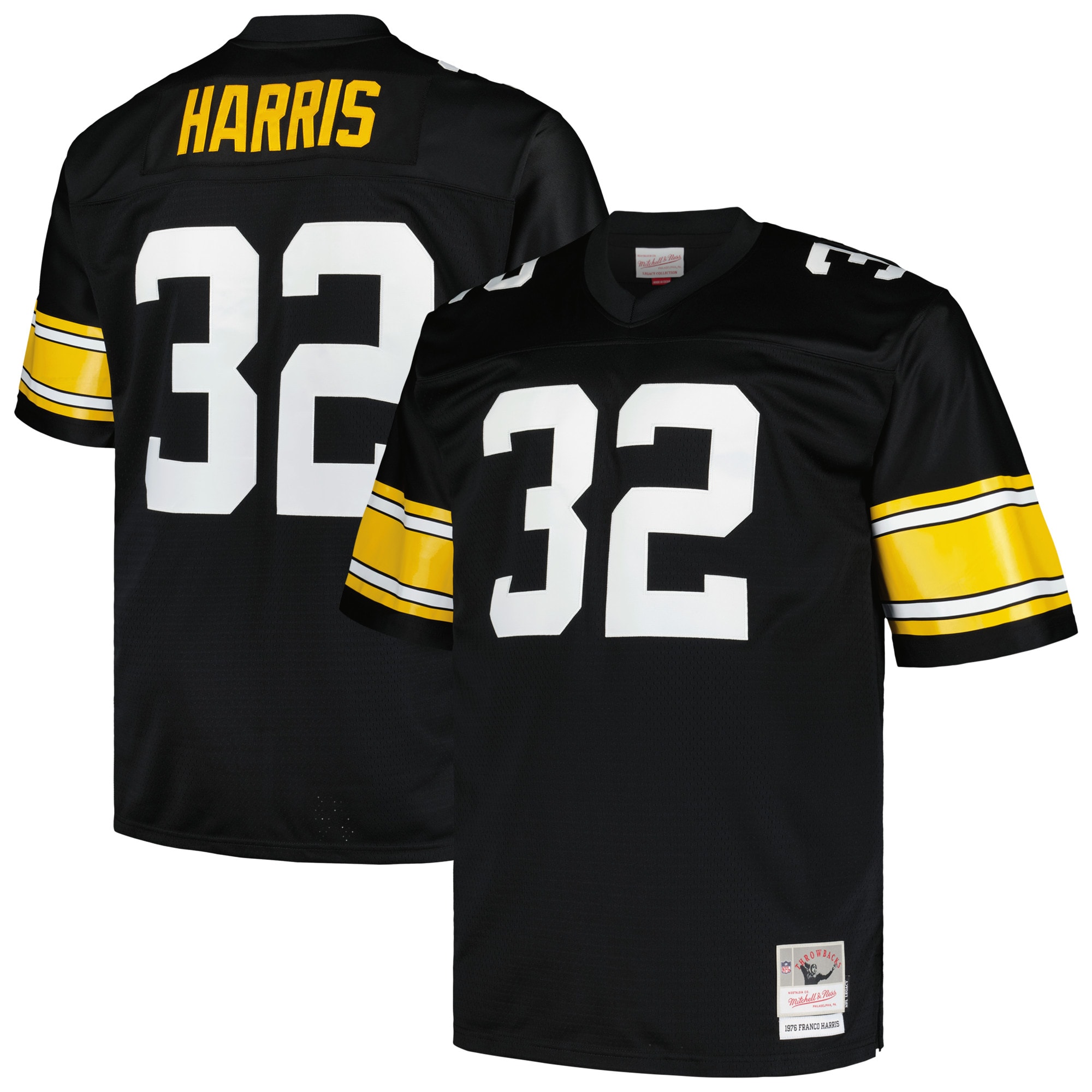 Men's Pittsburgh Steelers Franco Harris Mitchell & Ness Black Big & Tall 1976 Legacy Retired Player Jersey JS4025 Saliibo