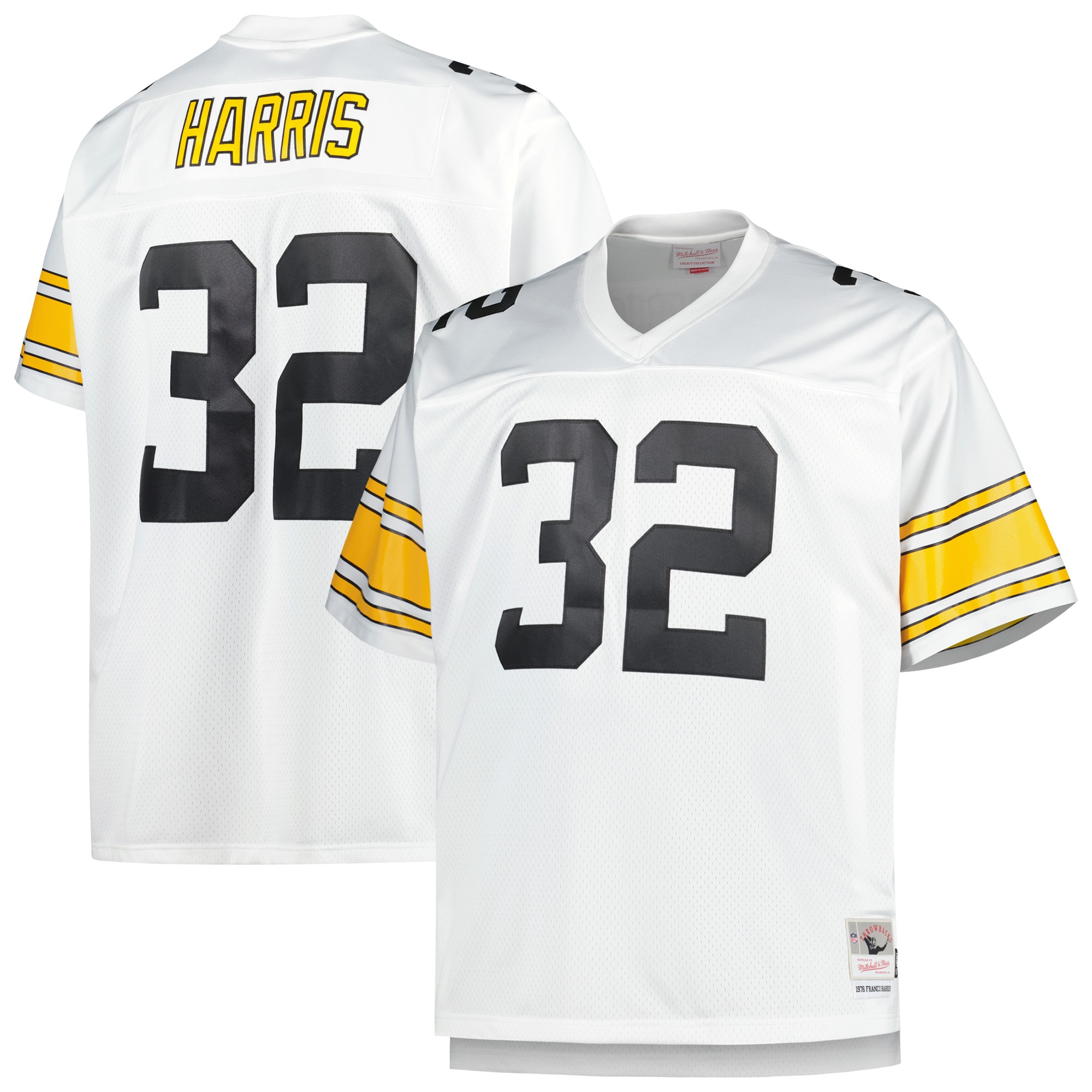 Men's Pittsburgh Steelers Franco Harris Mitchell & Ness White Big & Tall 1976 Retired Player Jersey JS8667 Saliibo