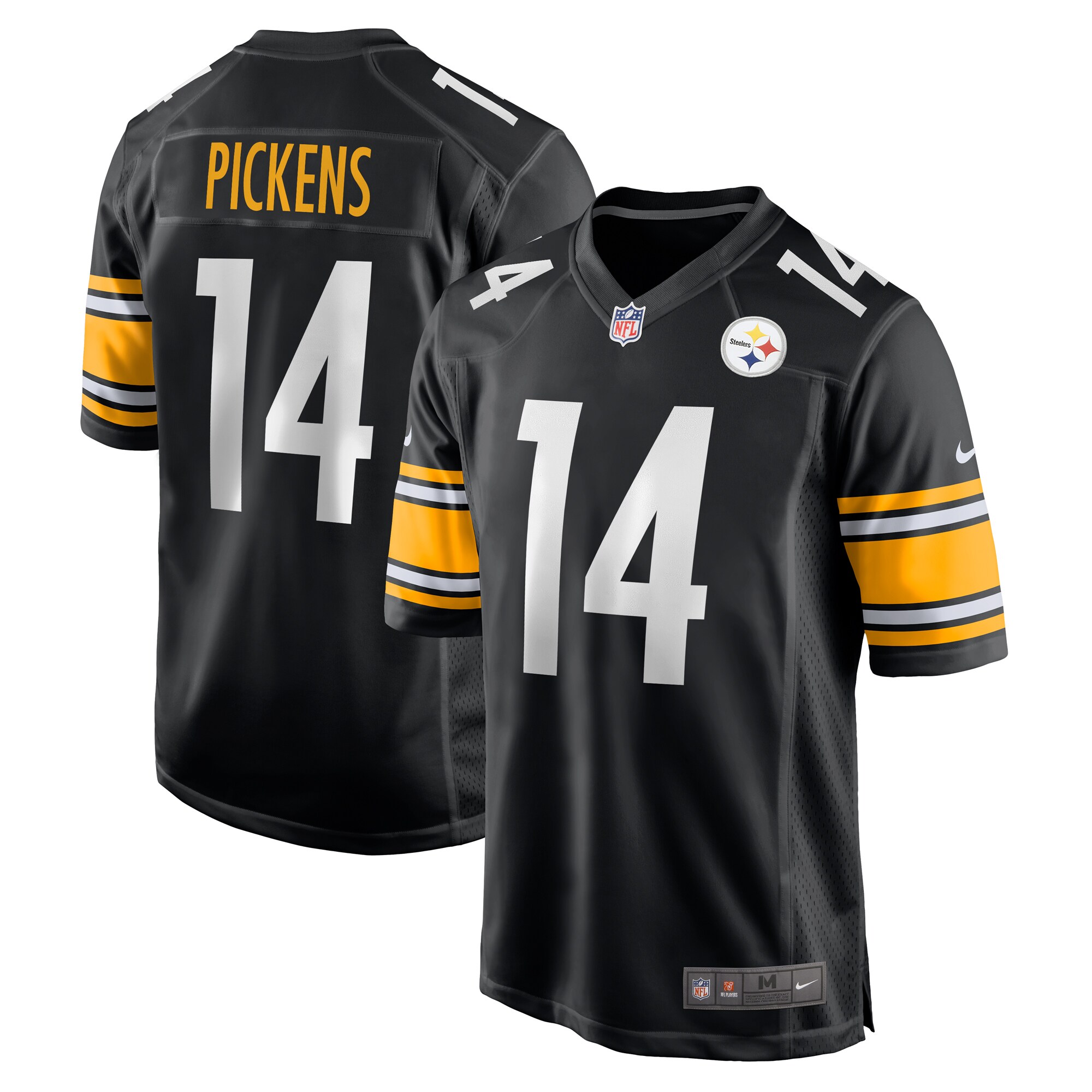 Men's Pittsburgh Steelers George Pickens Black Game Player Jersey JS7565 Saliibo