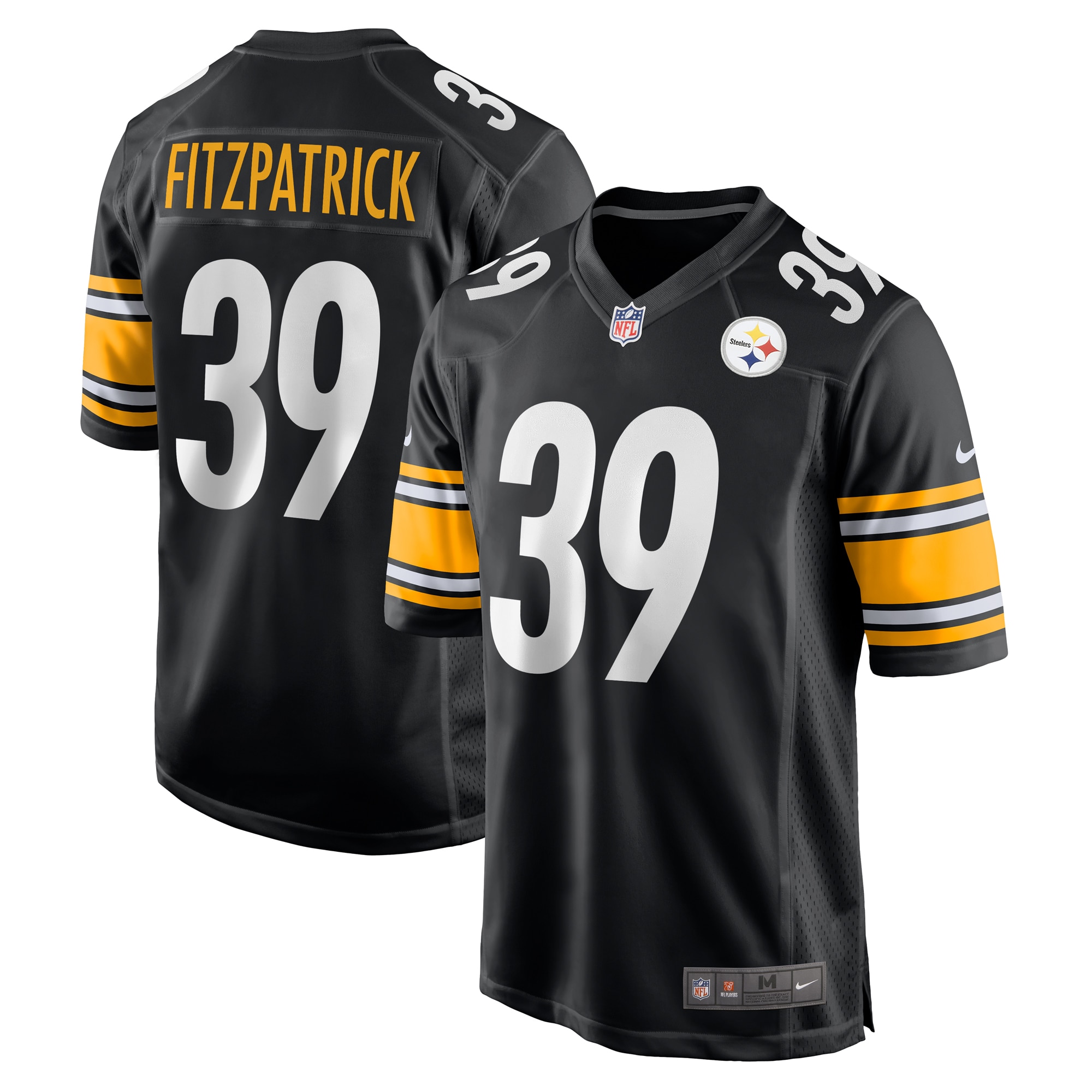Men's Pittsburgh Steelers Minkah Fitzpatrick Black Game Jersey JS8918 Saliibo