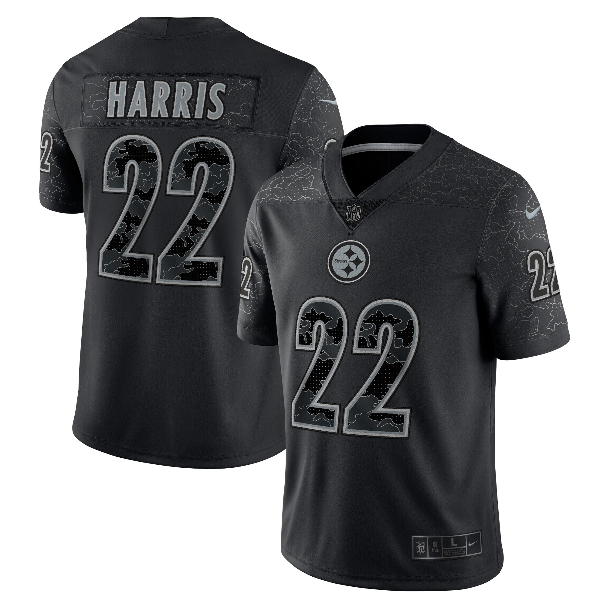 Men's Pittsburgh Steelers Najee Harris Black RFLCTV Limited Jersey JS7094 Saliibo