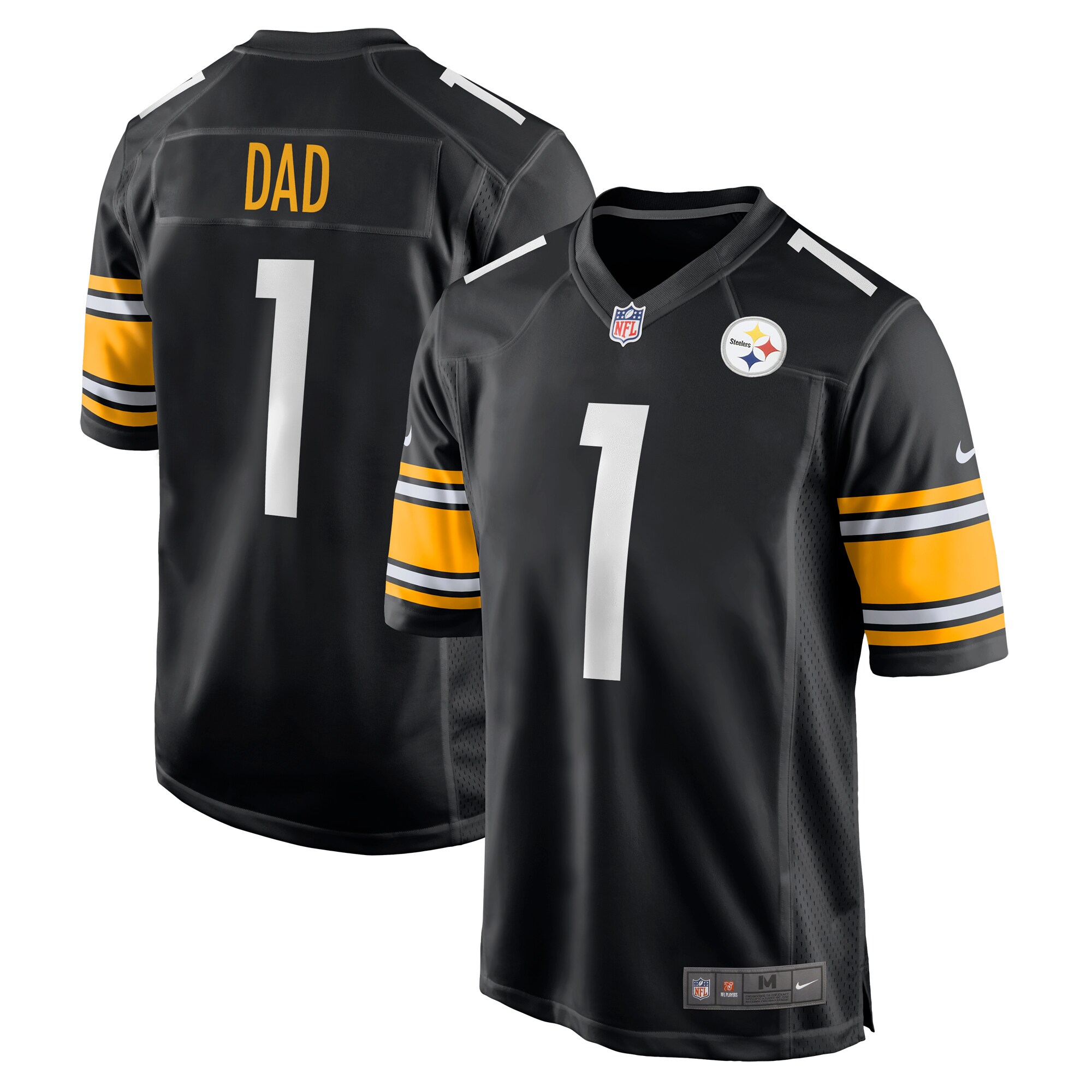 Men's Pittsburgh Steelers Number 1 Dad Black Game Jersey JS9774 Saliibo