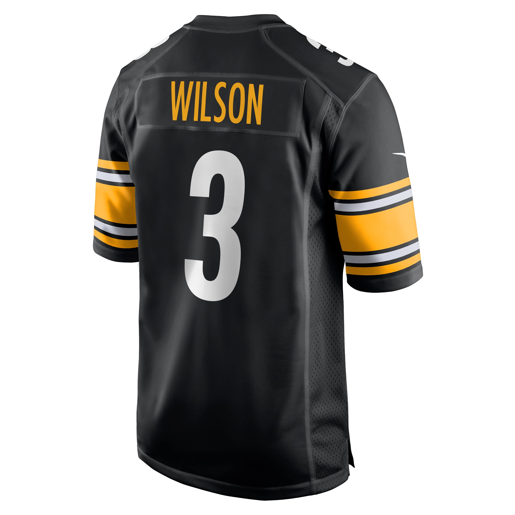 Men's Pittsburgh Steelers Russell Wilson Black Game Jersey JS2824 Saliibo - Image 3
