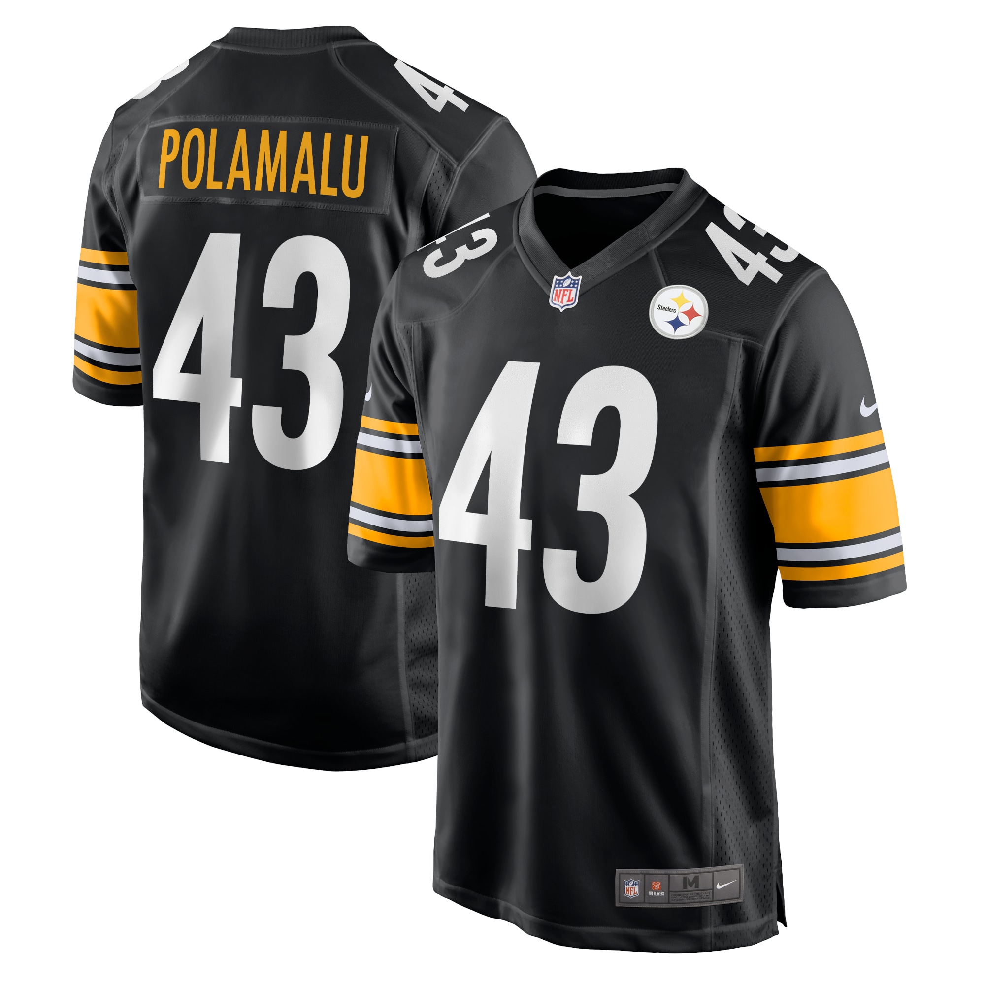 Men's Pittsburgh Steelers Troy Polamalu Black Retired Player Game Jersey JS5088 Saliibo